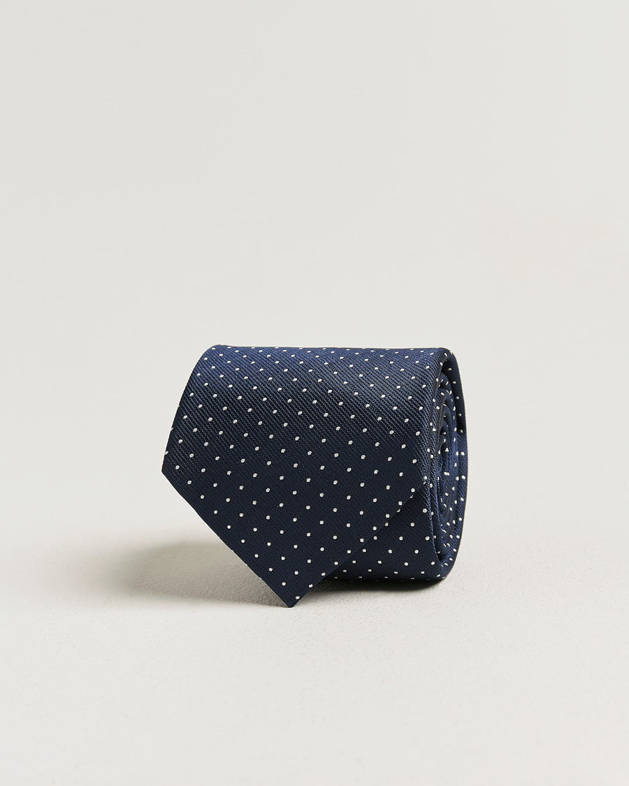 Herre | Slips | Brioni | Jacquard Dot Silk Tie Navy