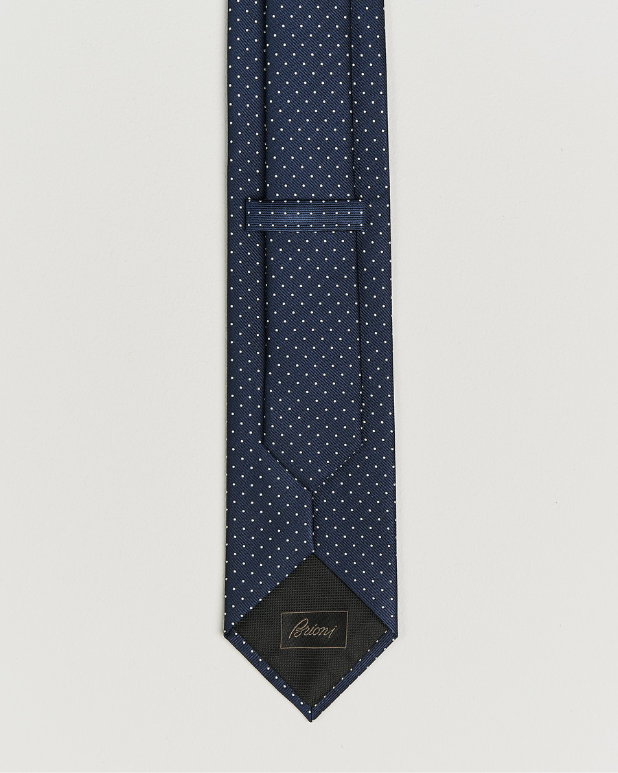 Herre | Slips | Brioni | Jacquard Dot Silk Tie Navy
