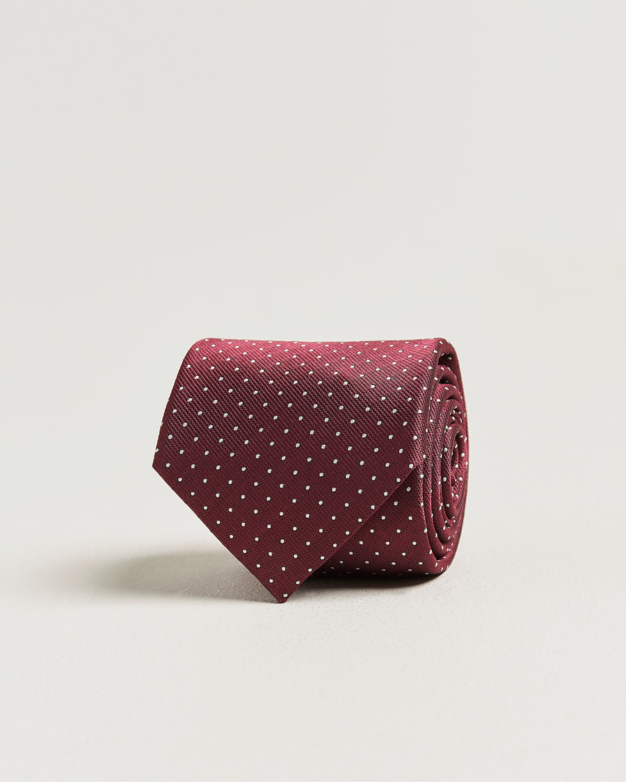 Herre | Slips | Brioni | Jacquard Dot Silk Tie Burgundy