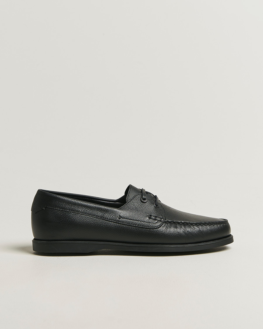 Herre | Sejlersko | Brioni | Grain Leather Boat Shoes Black Calf