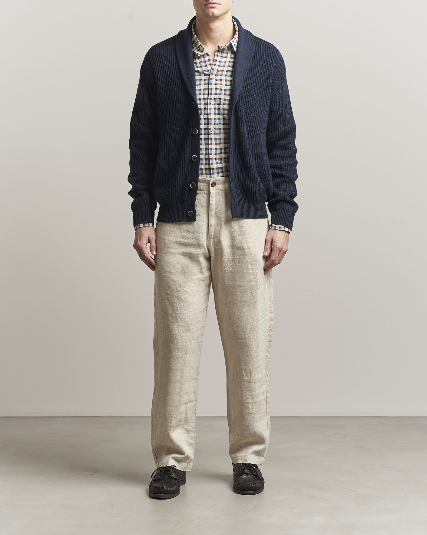 Herre | Trøjer | Altea | Cotton/Cashmere Shawl Cardigan Navy