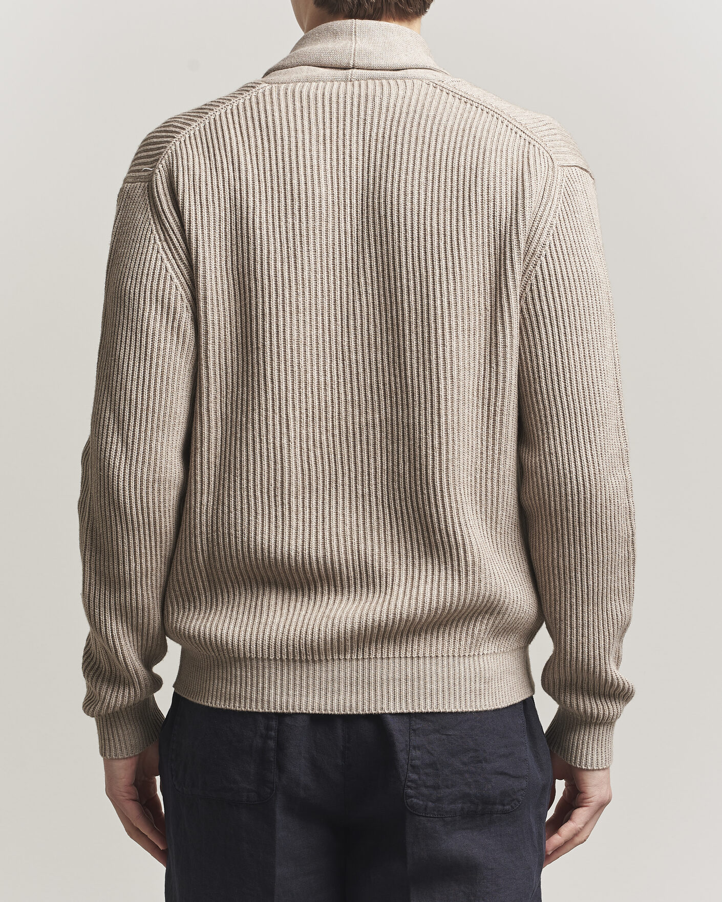 Herre | Trøjer | Altea | Cotton/Cashmere Shawl Cardigan Taupe