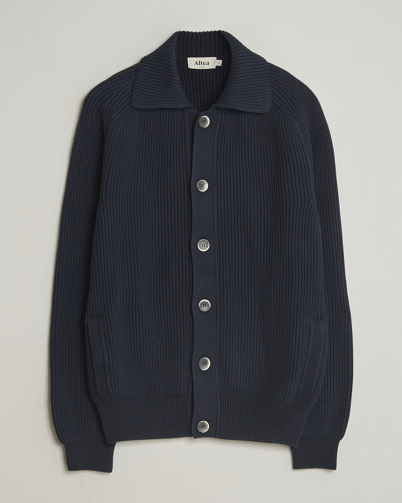 Herre | Trøjer | Altea | Cotton Rib Cardigan Jacket Navy