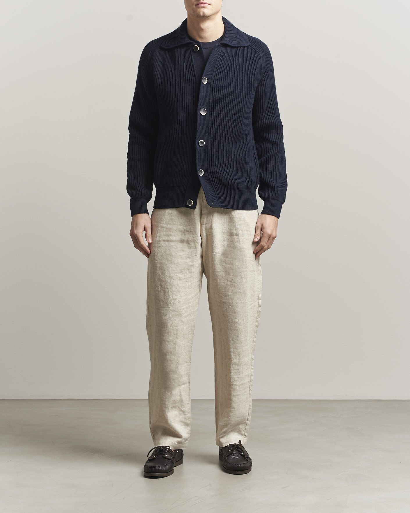 Herre | Trøjer | Altea | Cotton Rib Cardigan Jacket Navy