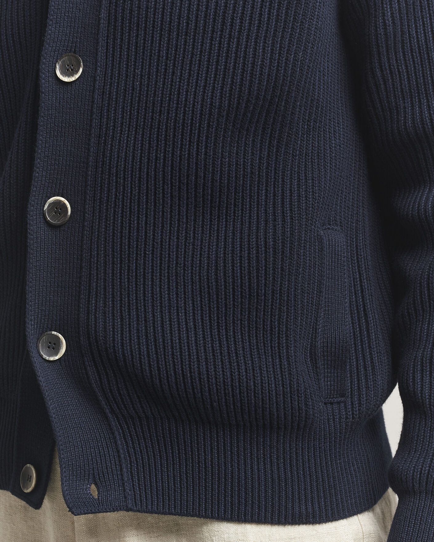 Herre | Trøjer | Altea | Cotton Rib Cardigan Jacket Navy