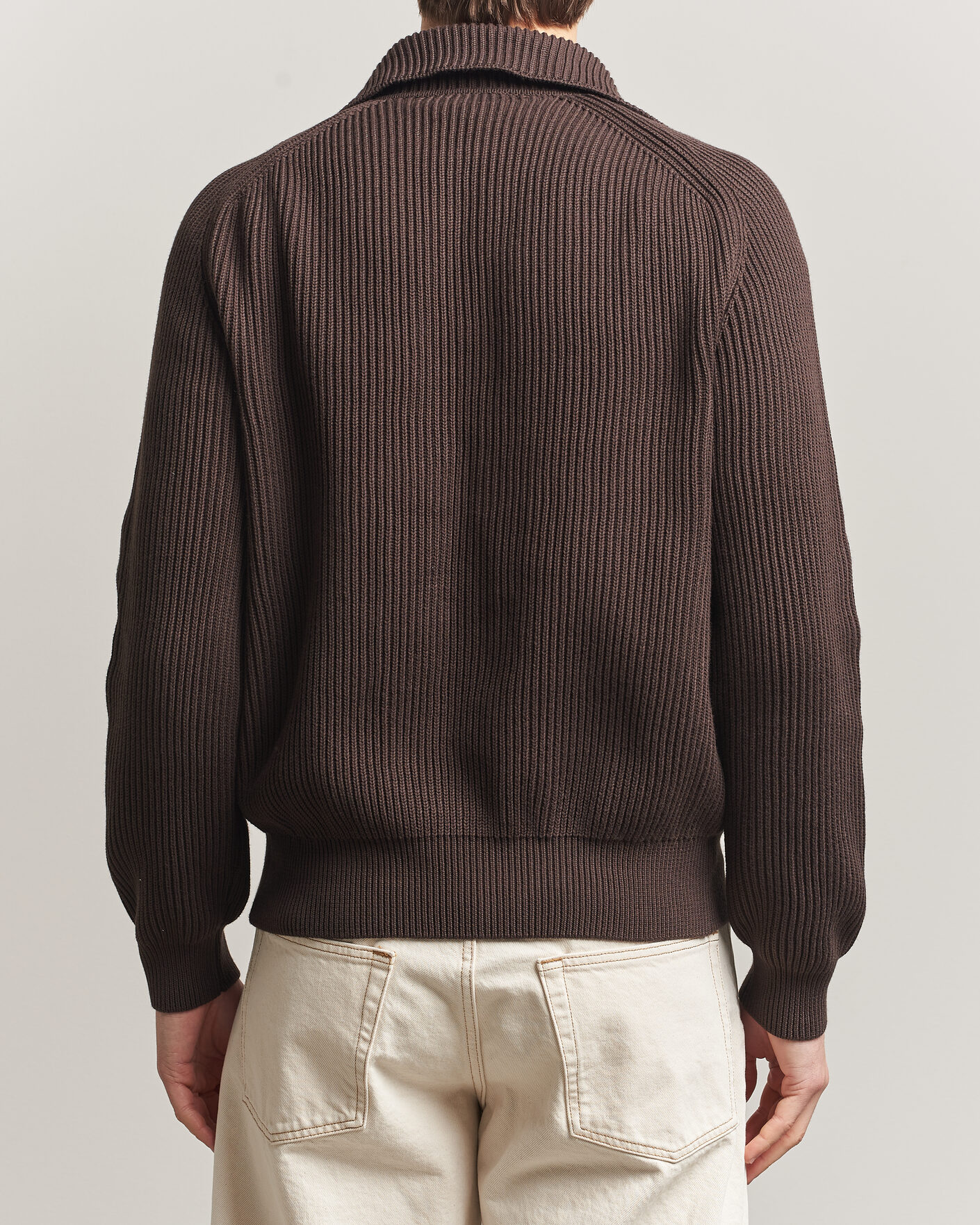 Herre | Trøjer | Altea | Cotton Rib Cardigan Jacket Dark Brown