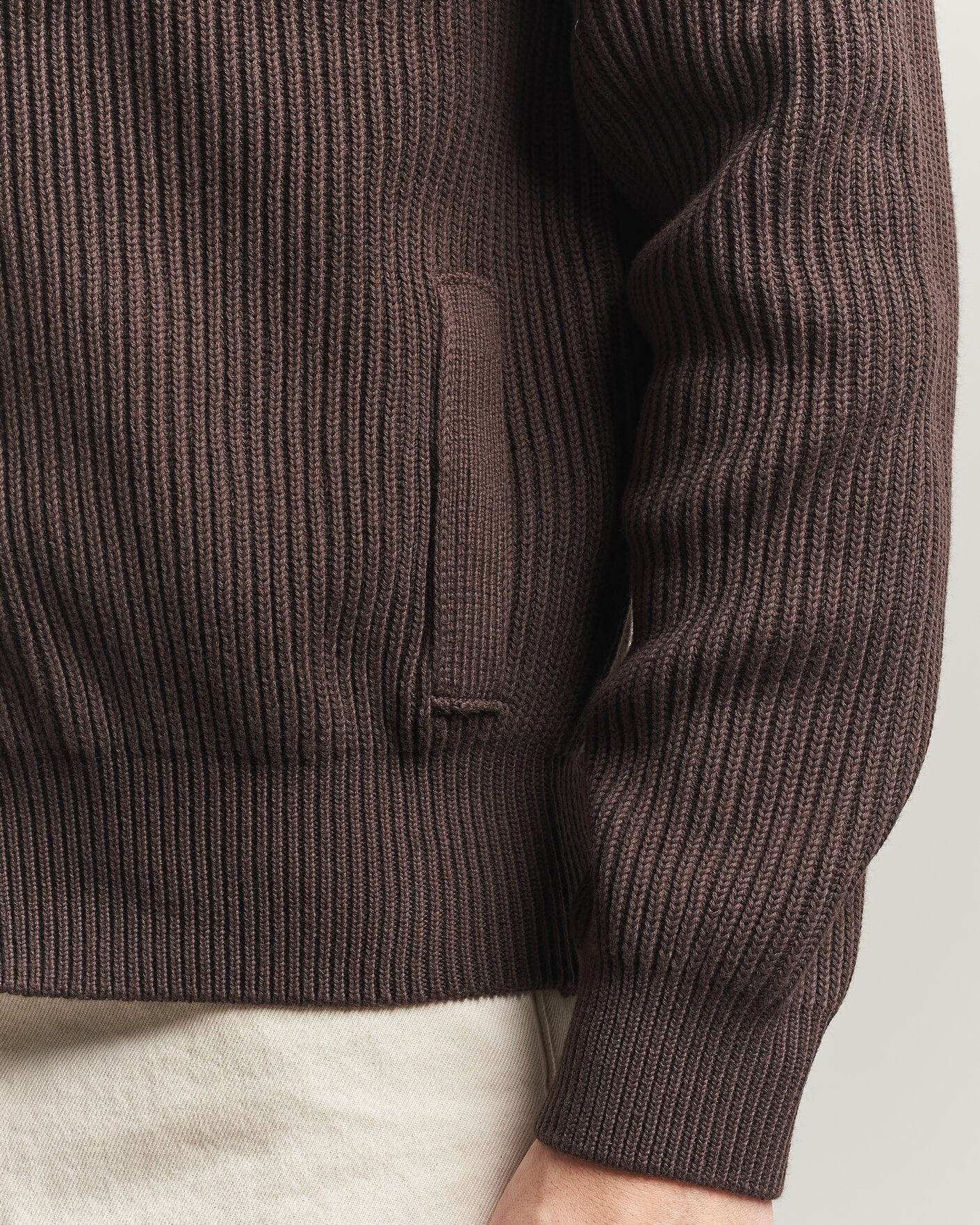 Herre | Trøjer | Altea | Cotton Rib Cardigan Jacket Dark Brown