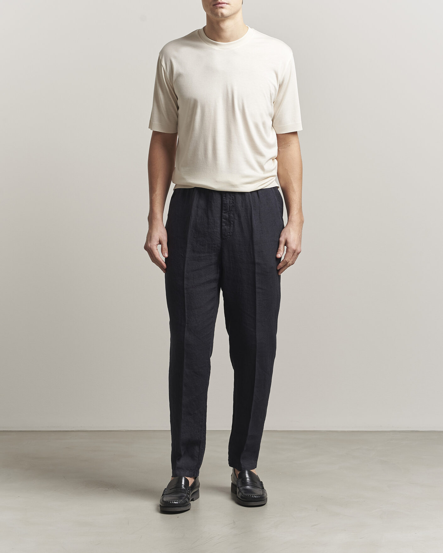 Herre | T-Shirts | Altea | Cotton/Stretch Knitted T-Shirt Off White