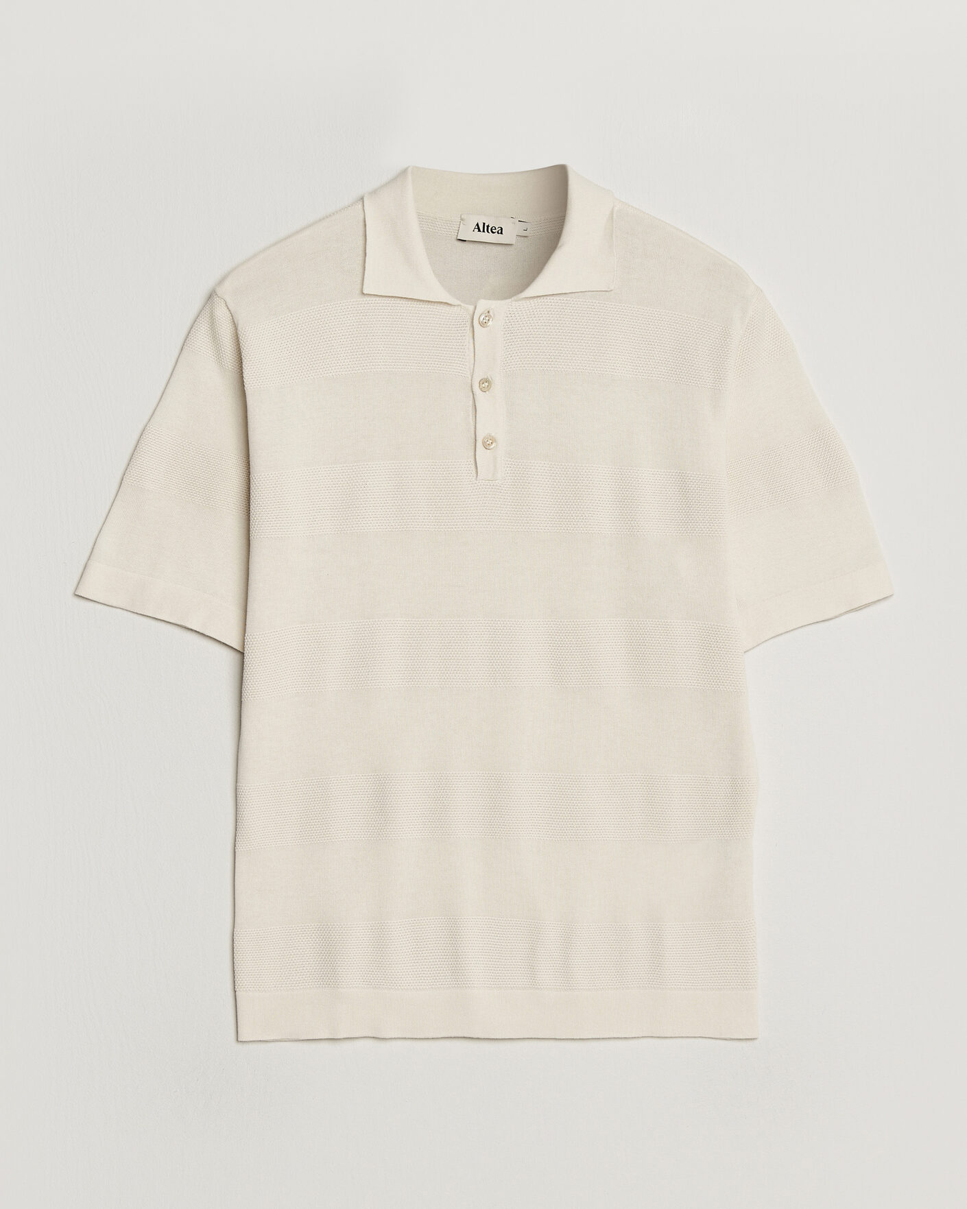 Herre | Polotrøjer | Altea | Block Stripe Knitted Polo Off White