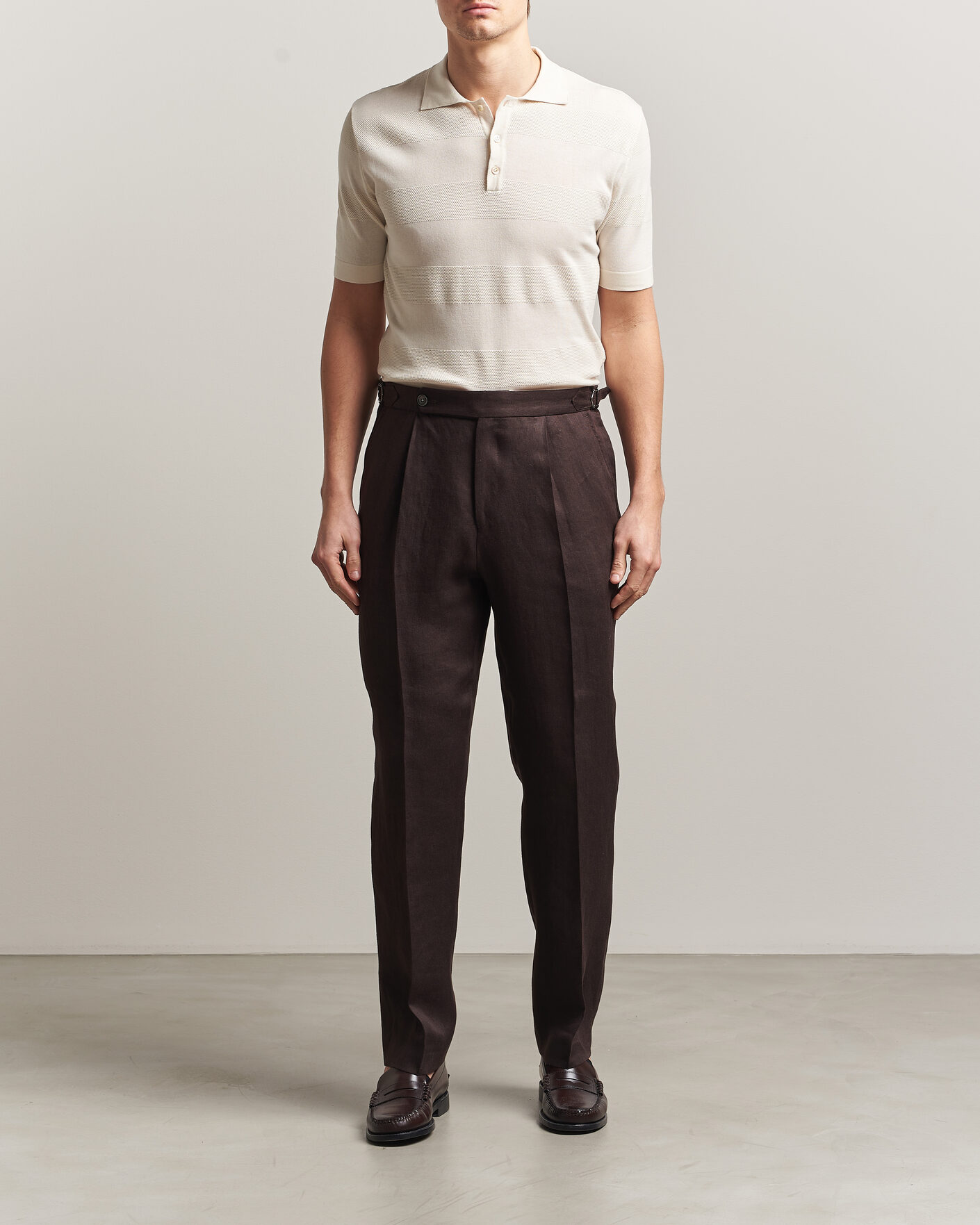 Herre | Polotrøjer | Altea | Block Stripe Knitted Polo Off White