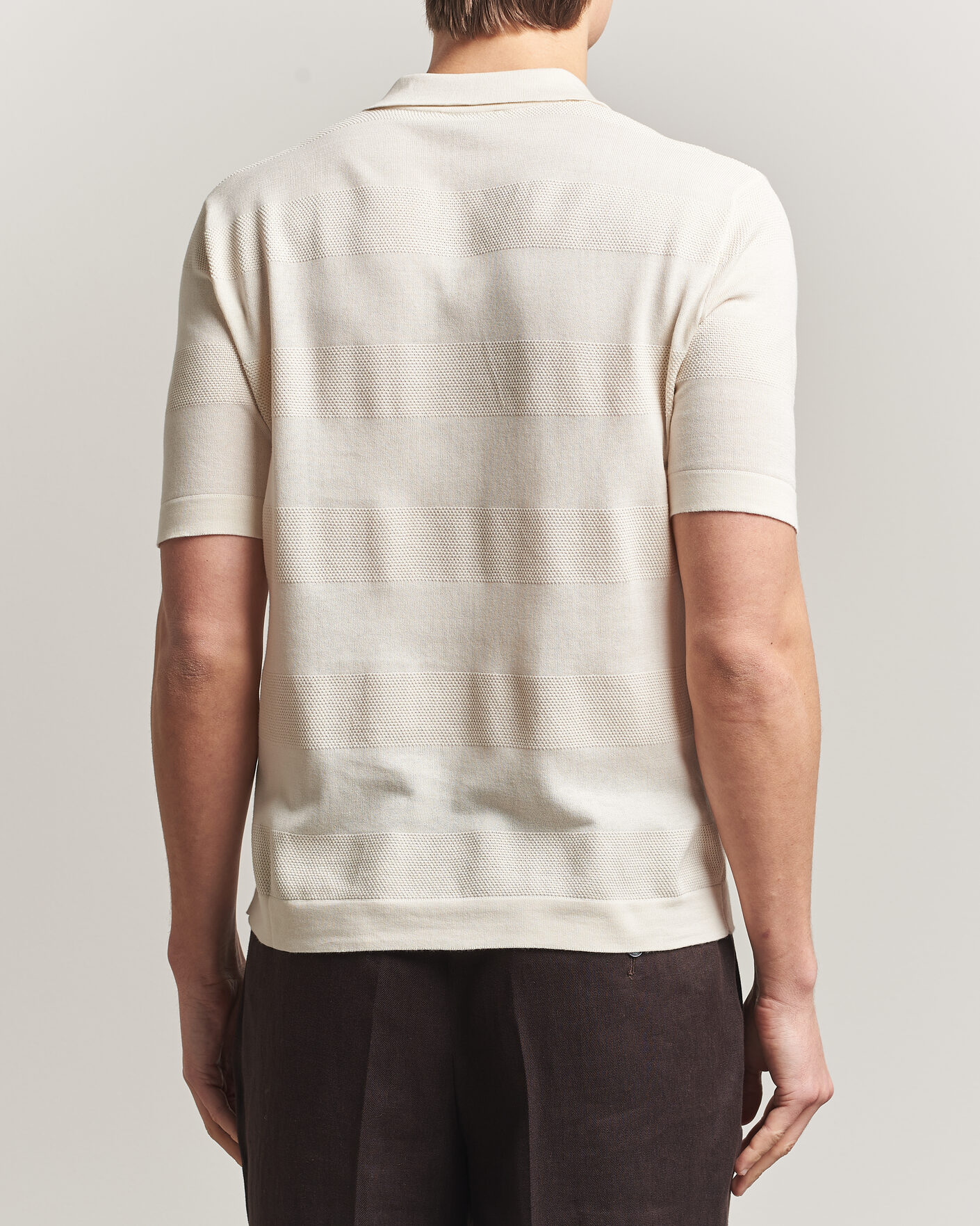 Herre | Polotrøjer | Altea | Block Stripe Knitted Polo Off White