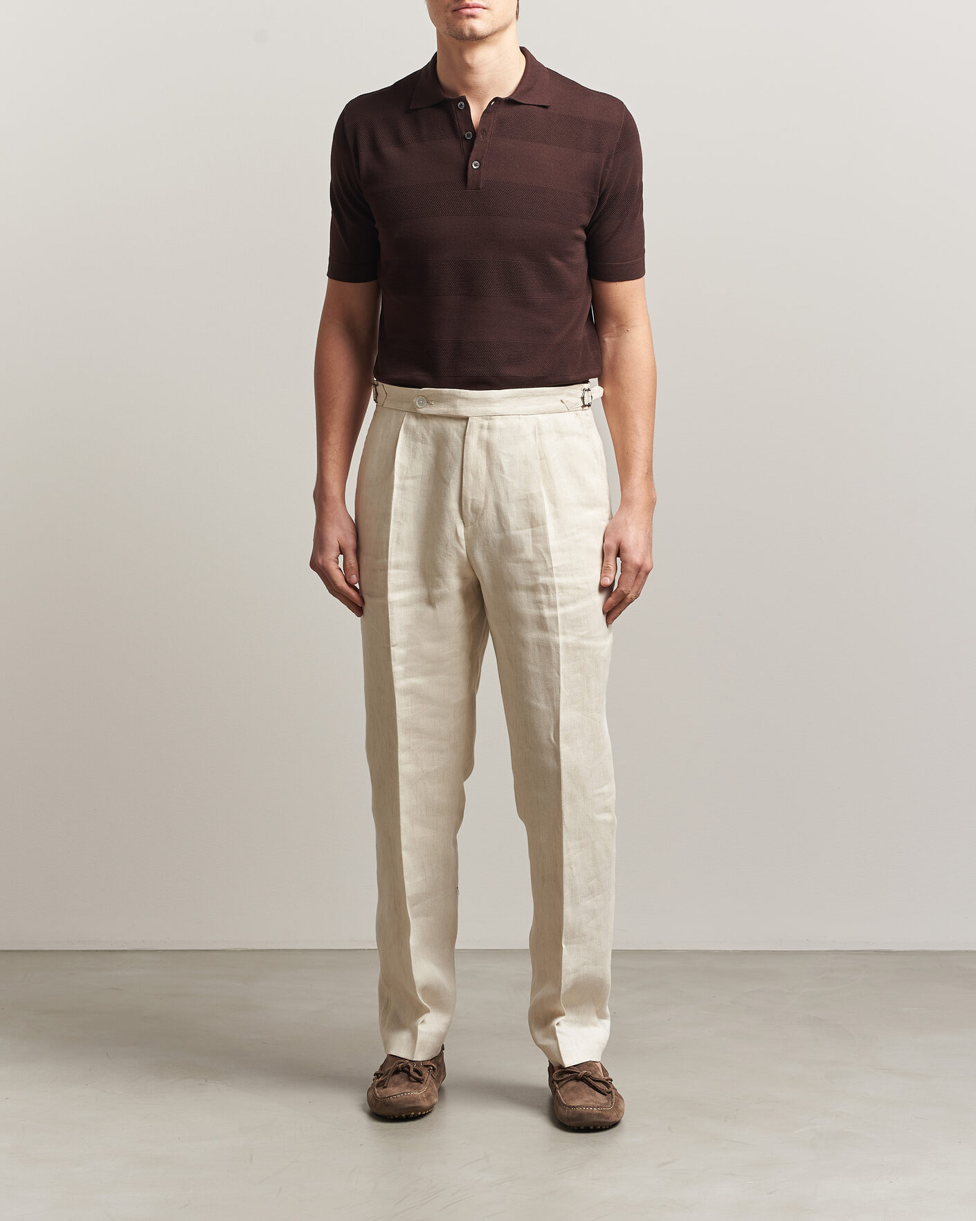 Herre | Polotrøjer | Altea | Block Stripe Knitted Polo Dark Brown