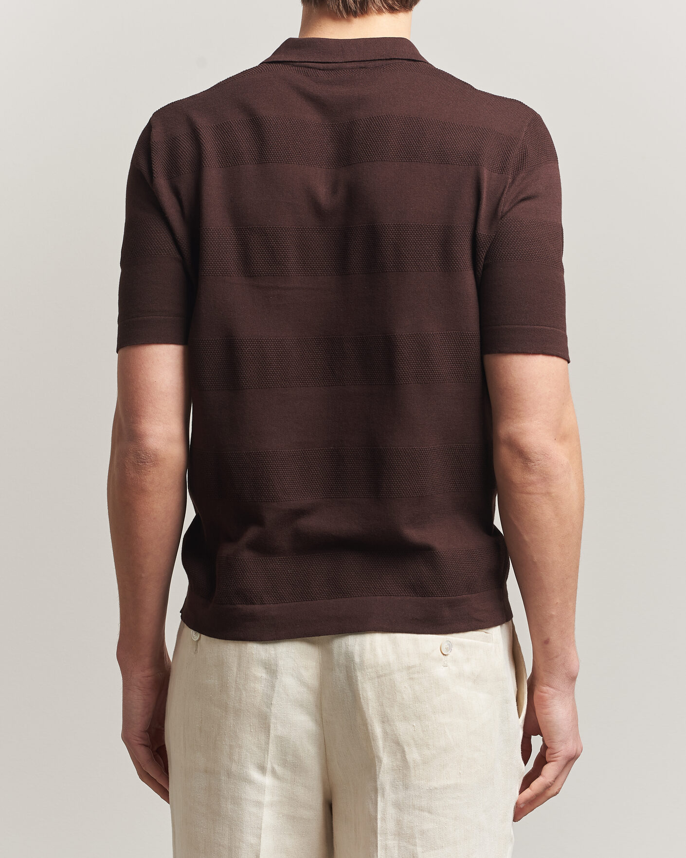 Herre | Polotrøjer | Altea | Block Stripe Knitted Polo Dark Brown
