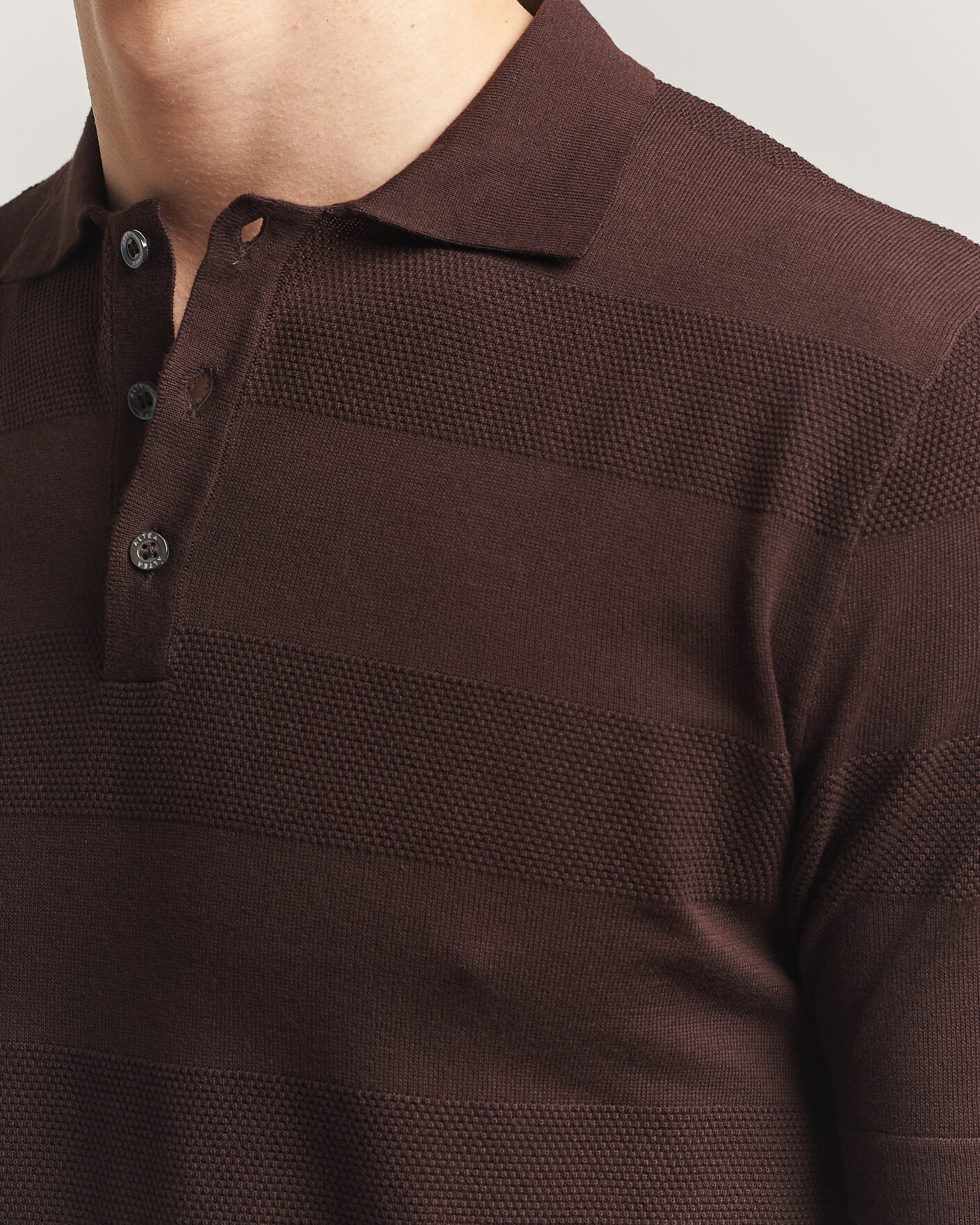 Herre | Polotrøjer | Altea | Block Stripe Knitted Polo Dark Brown