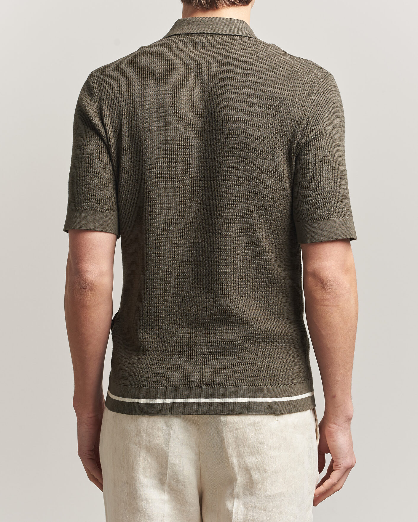Herre | Skjorter | Altea | Bamboo Stitch Knitted Camp Shirt Dark Green