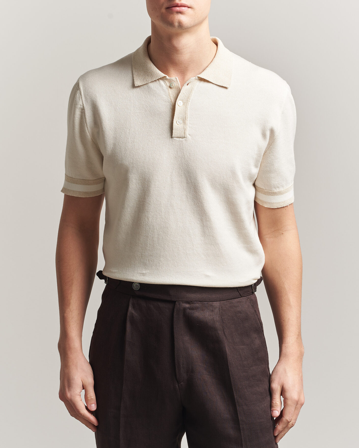 Herre | Polotrøjer | Altea | Cotton/Linen Piquet Polo Off White