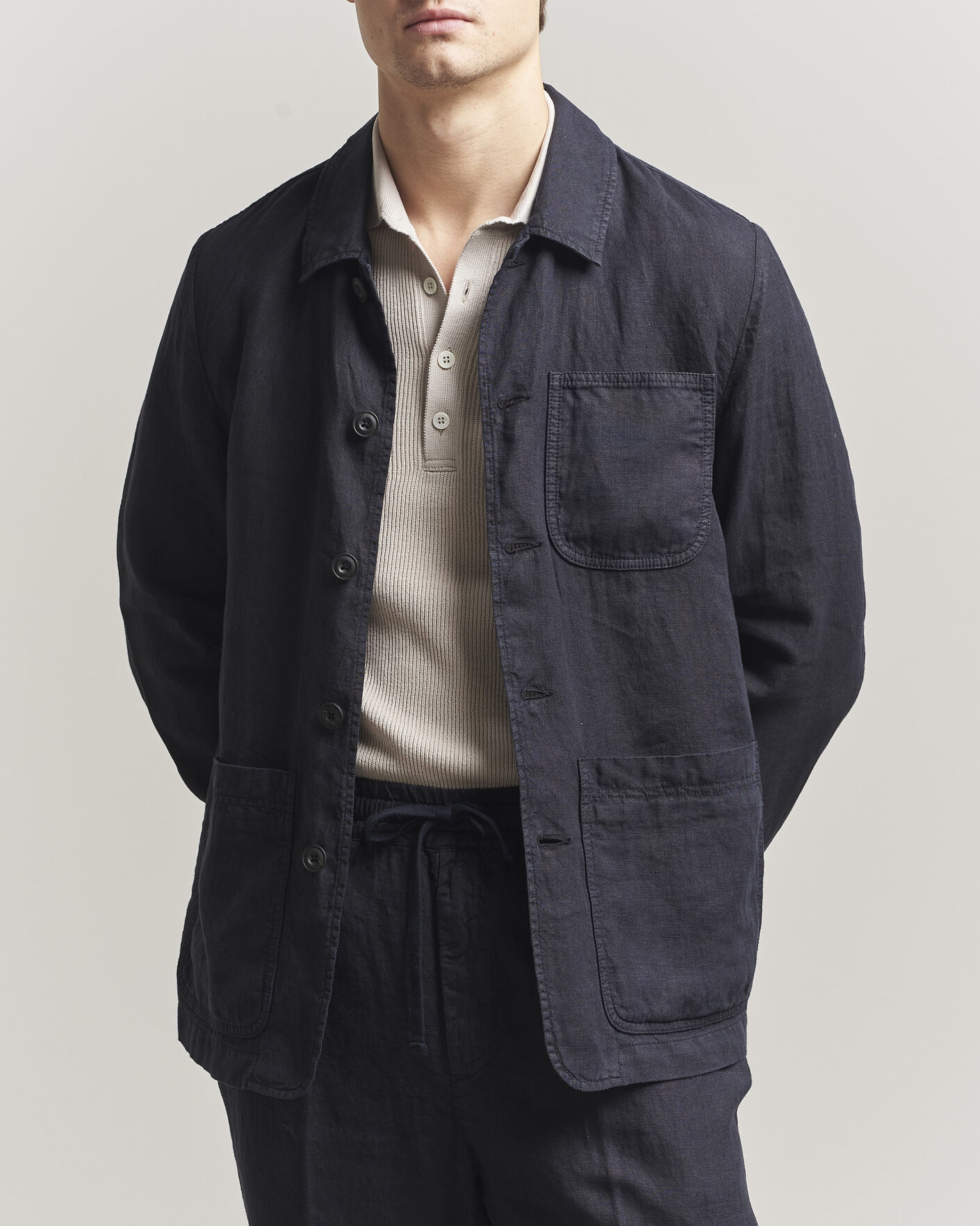 Herre | Jakker | Altea | Linen Chore Jacket Navy