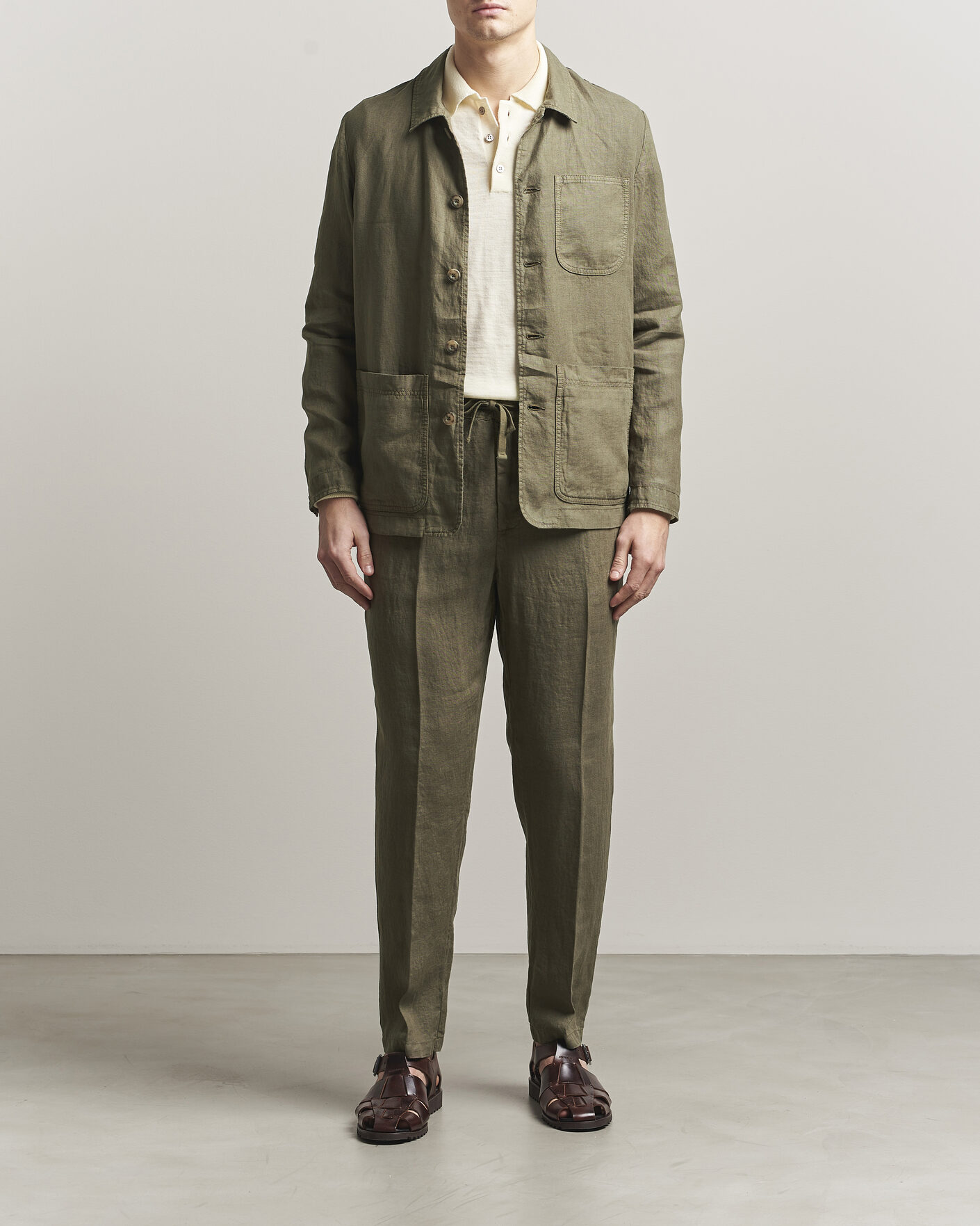 Herre | Jakker | Altea | Linen Chore Jacket Military