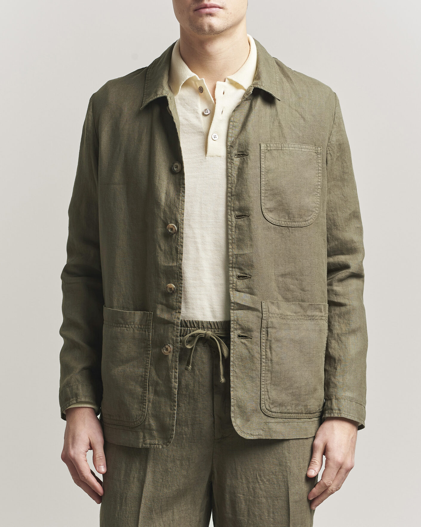 Herre | Jakker | Altea | Linen Chore Jacket Military