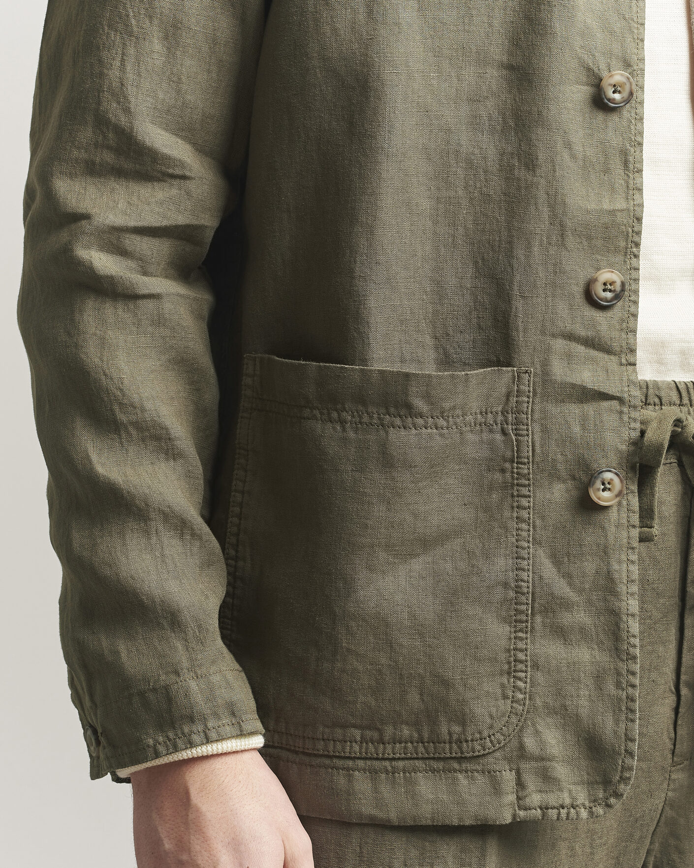 Herre | Jakker | Altea | Linen Chore Jacket Military