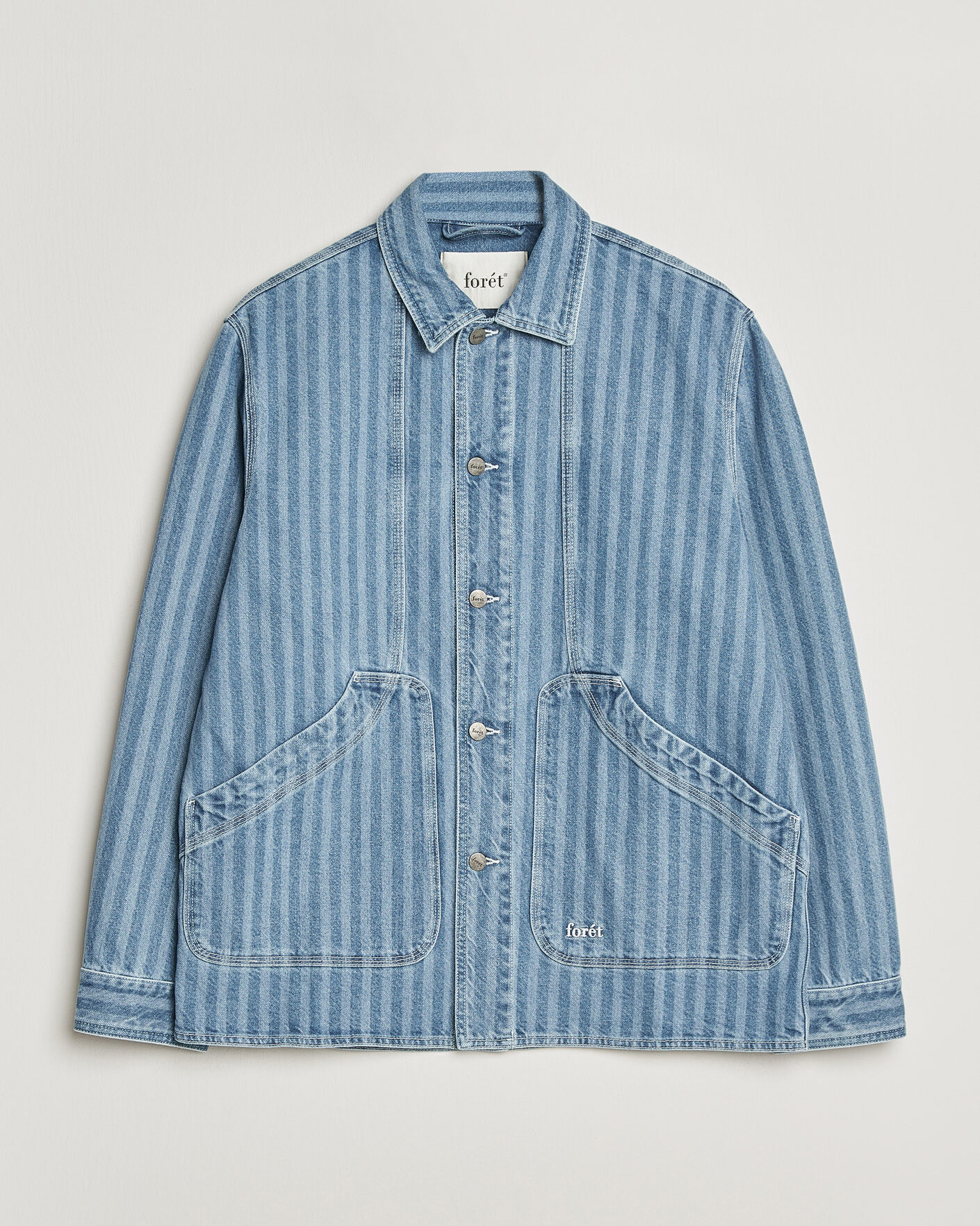 Herre | Skjorter | Forét | Berry Denim Overshirt Striped Denim