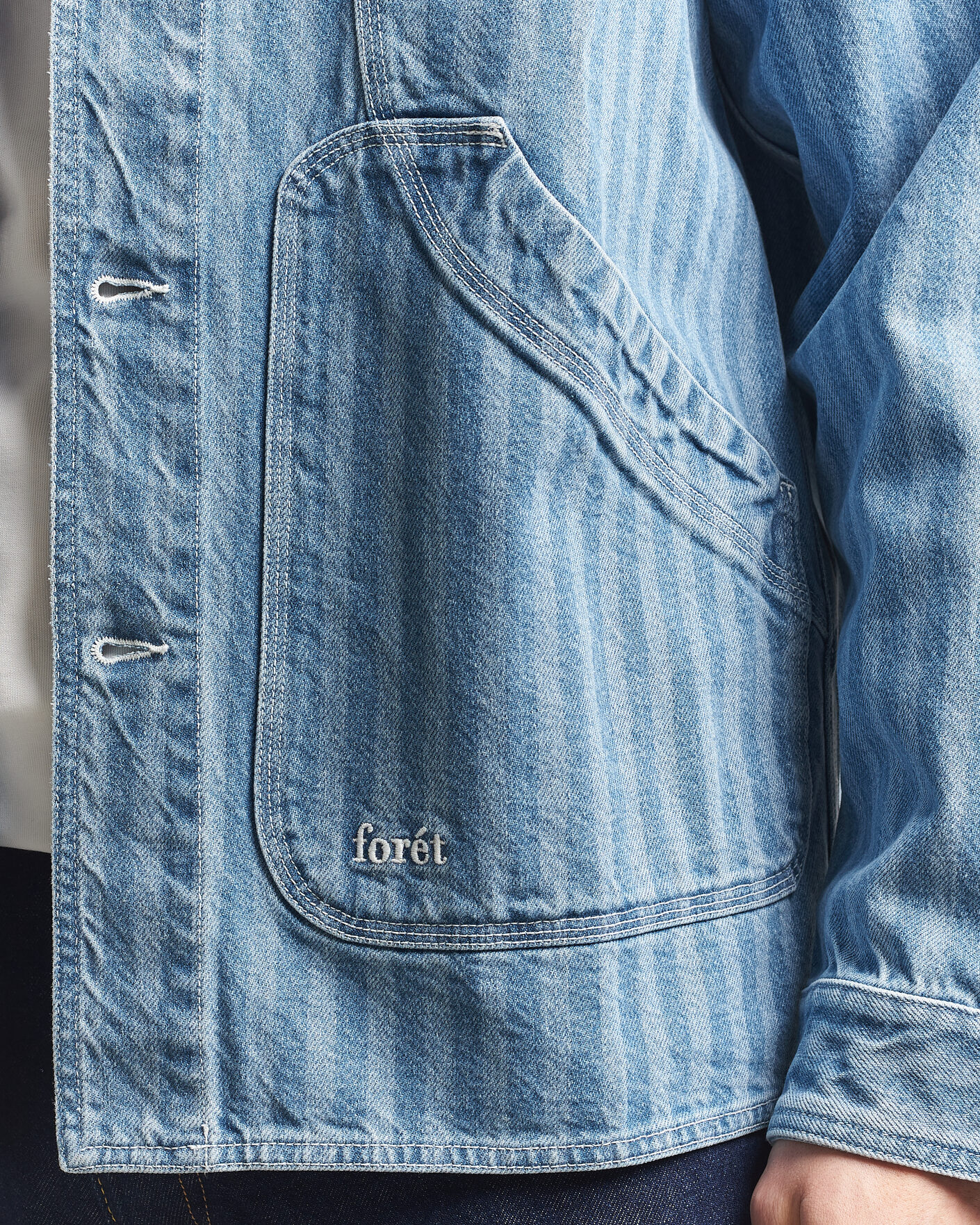 Herre | Skjorter | Forét | Berry Denim Overshirt Striped Denim