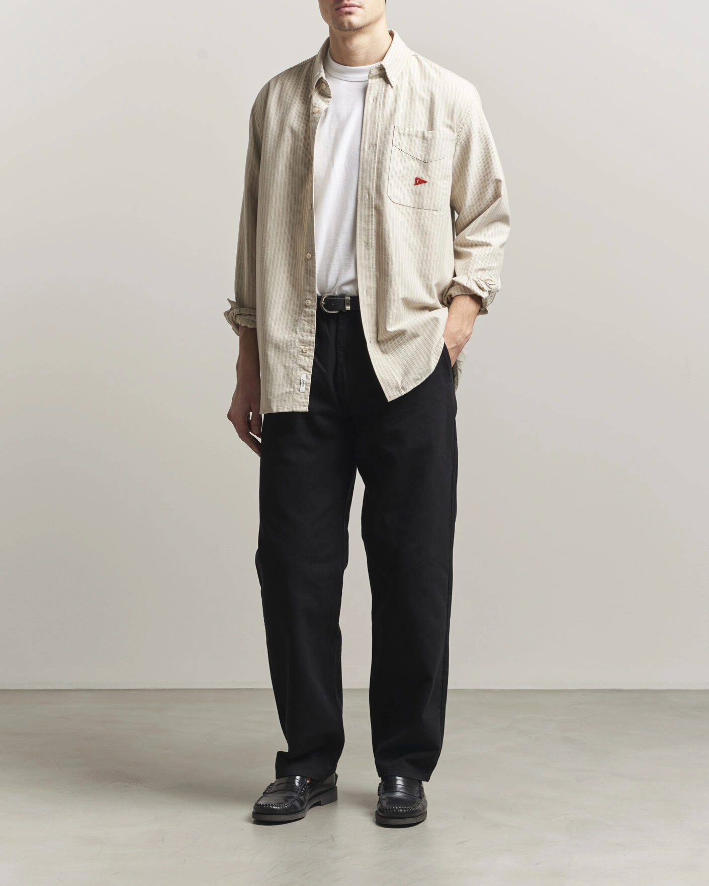 Herre | Skjorter | Forét | Flag Regular Fit Pocket Oxford Shirt Taupe Stripe