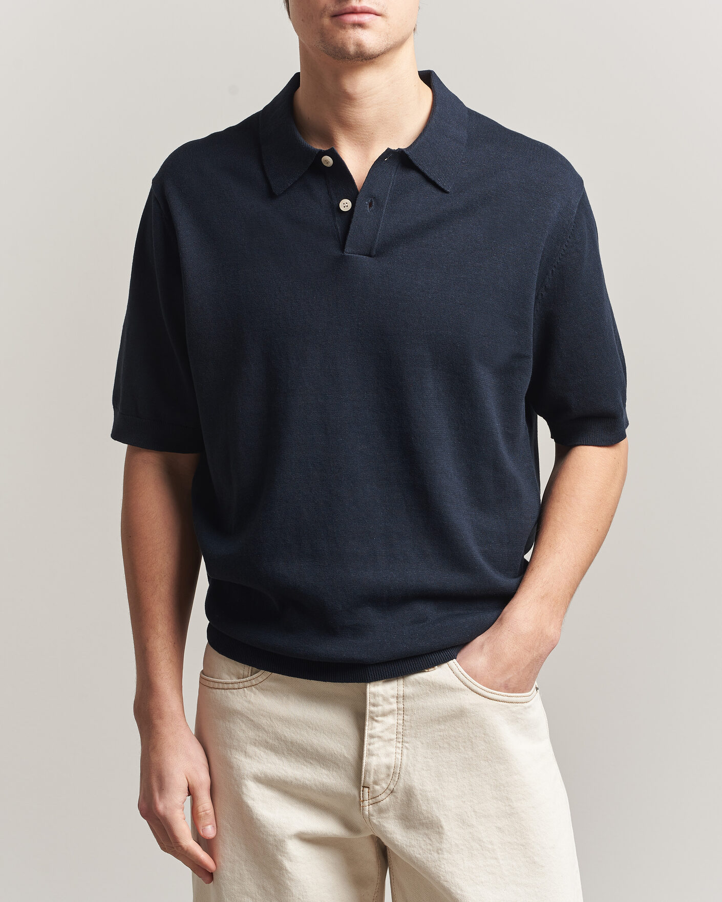 Herre | Polotrøjer | Forét | Sea Cotton/Linen Polo Navy