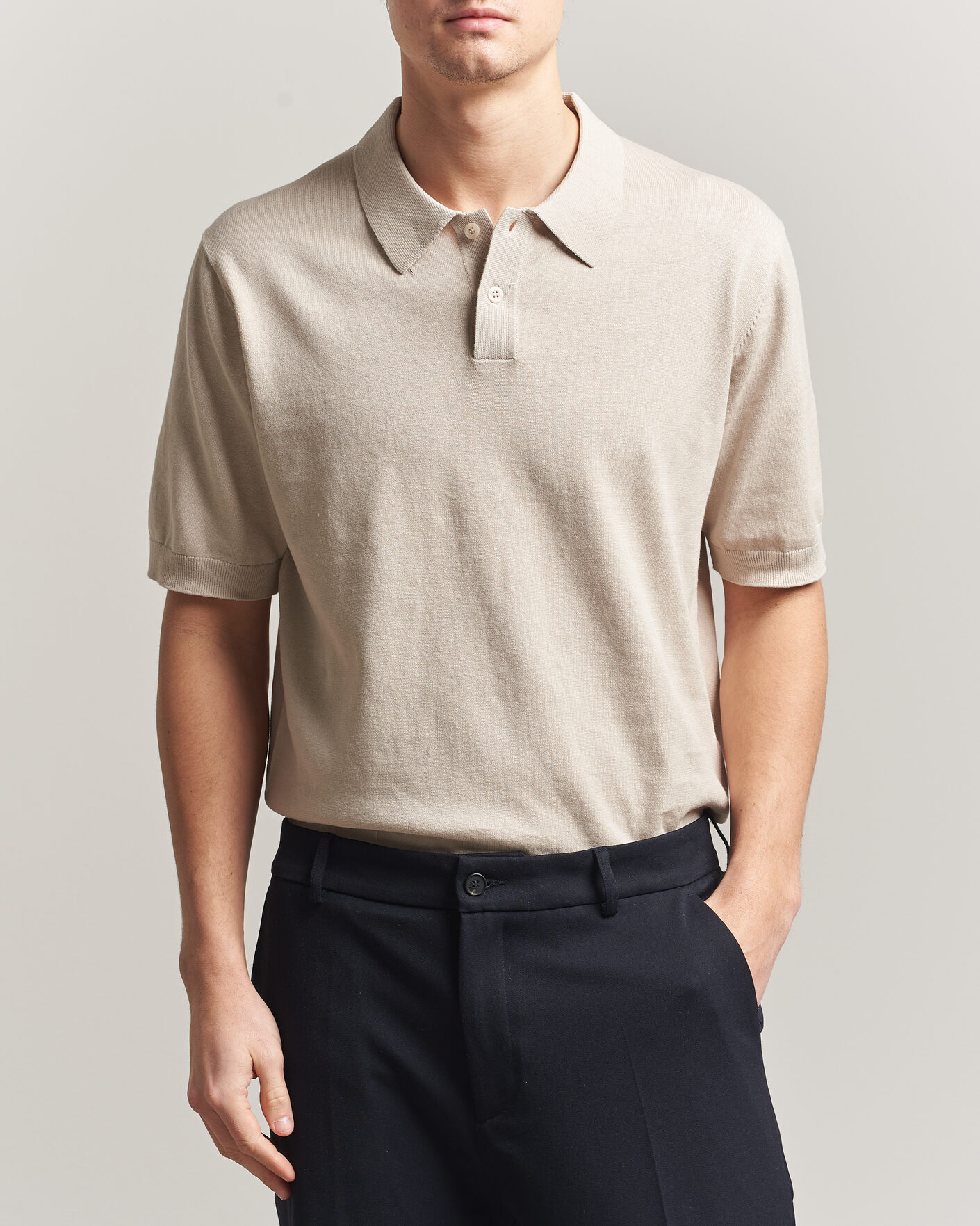 Herre | Polotrøjer | Forét | Sea Cotton/Linen Polo Oatmeal