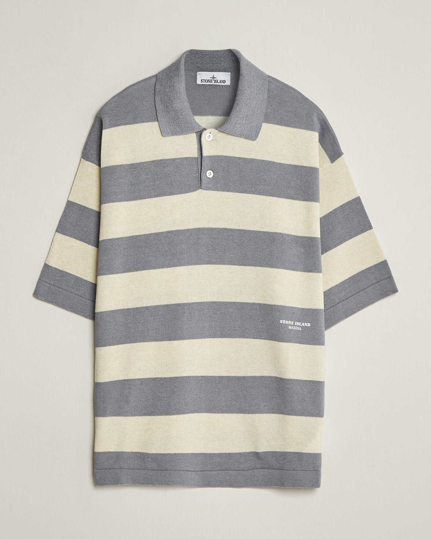 Herre | Polotrøjer | Stone Island | Marina Knitted  Cotton/Linen Polo Ivory Melange