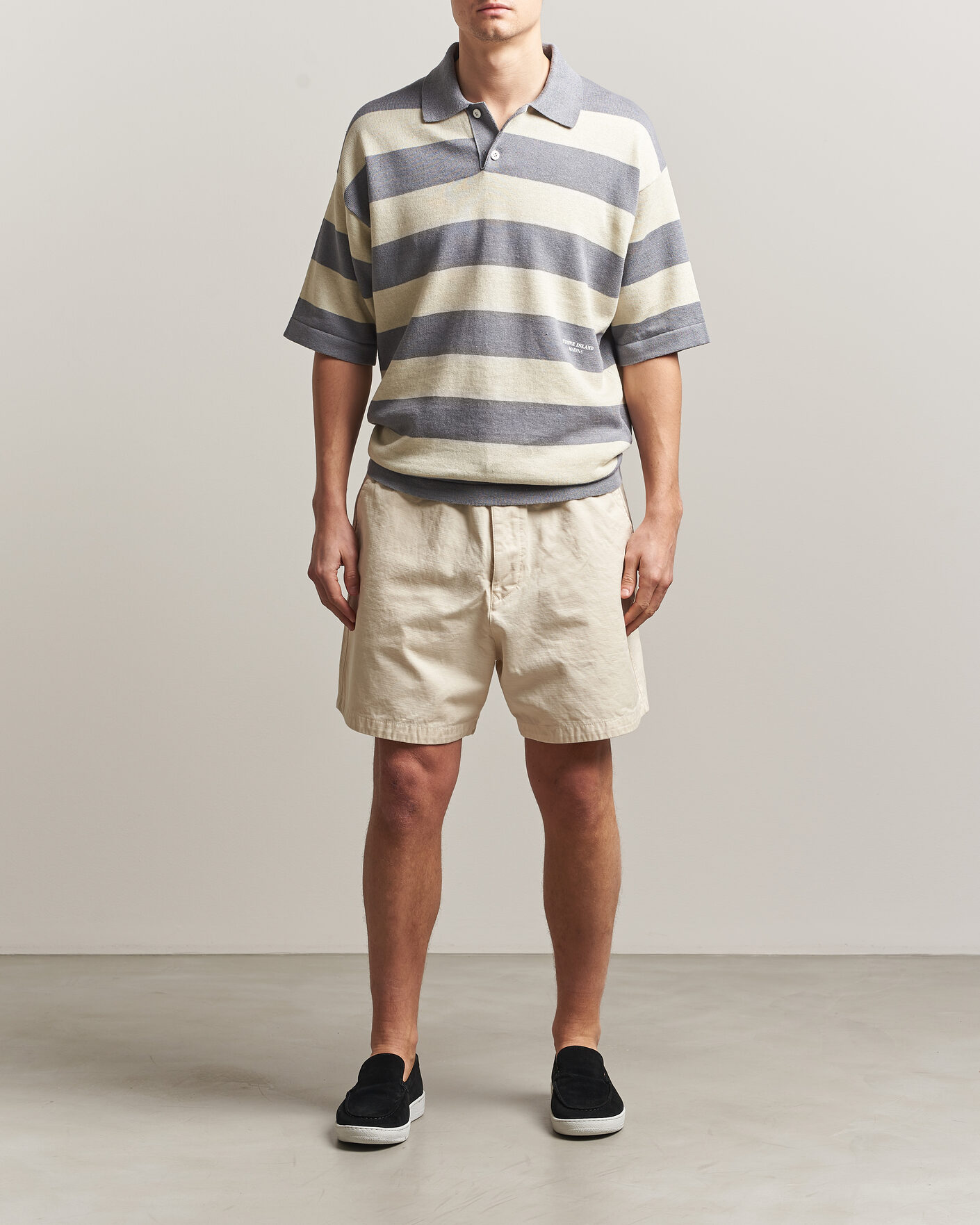 Herre | Polotrøjer | Stone Island | Marina Knitted  Cotton/Linen Polo Ivory Melange