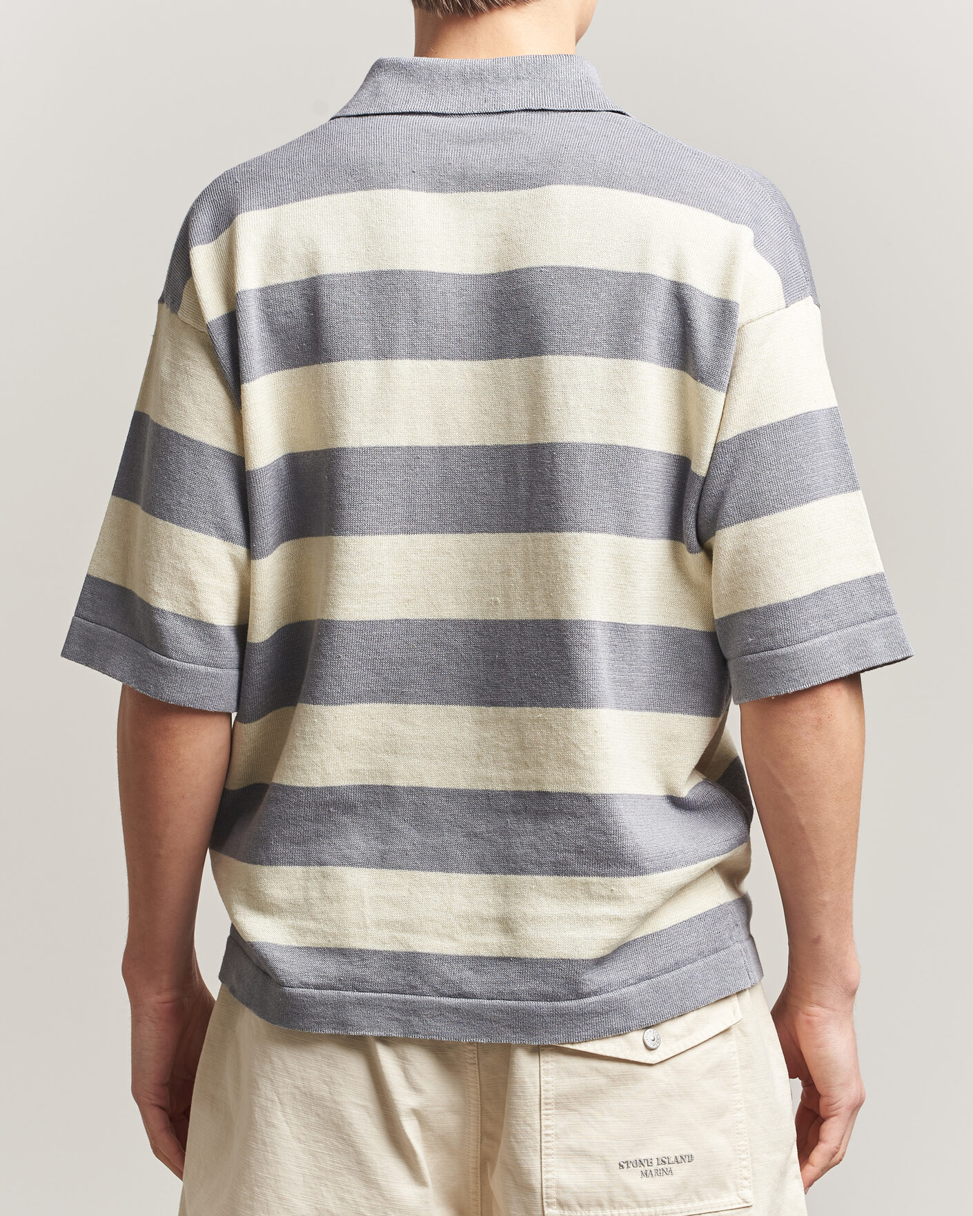 Herre | Polotrøjer | Stone Island | Marina Knitted  Cotton/Linen Polo Ivory Melange