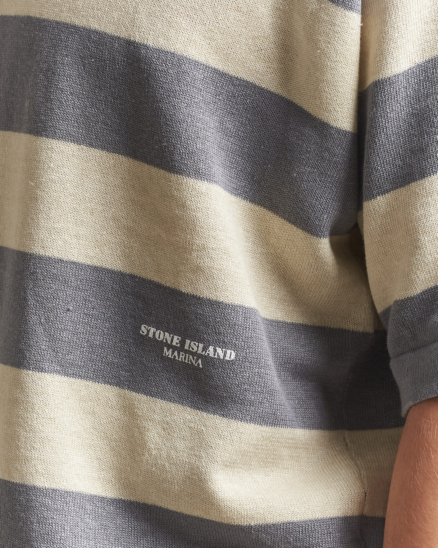 Herre | Polotrøjer | Stone Island | Marina Knitted  Cotton/Linen Polo Ivory Melange