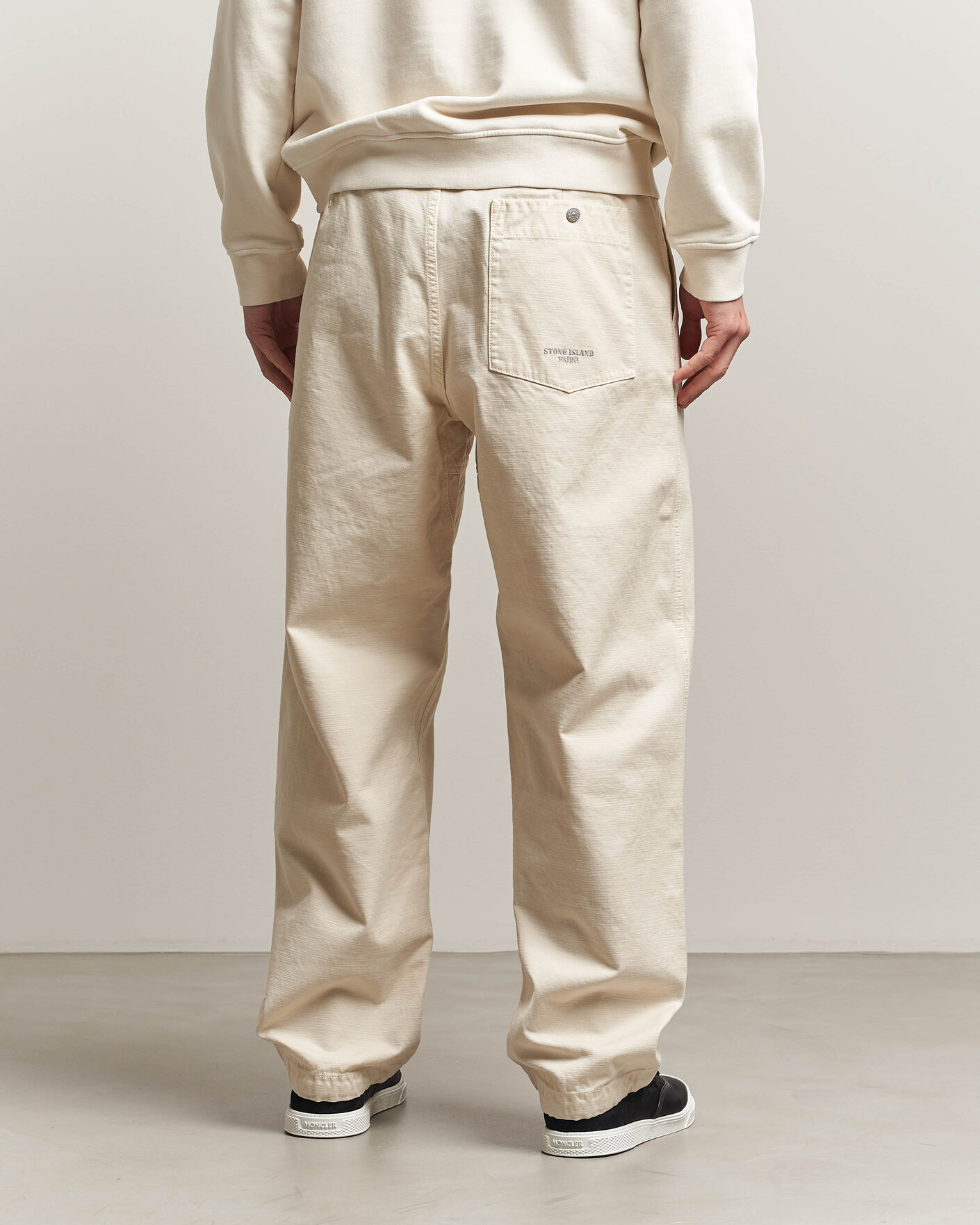 Herre | Bukser | Stone Island | Marina Cotton Twill Trousers Ivory