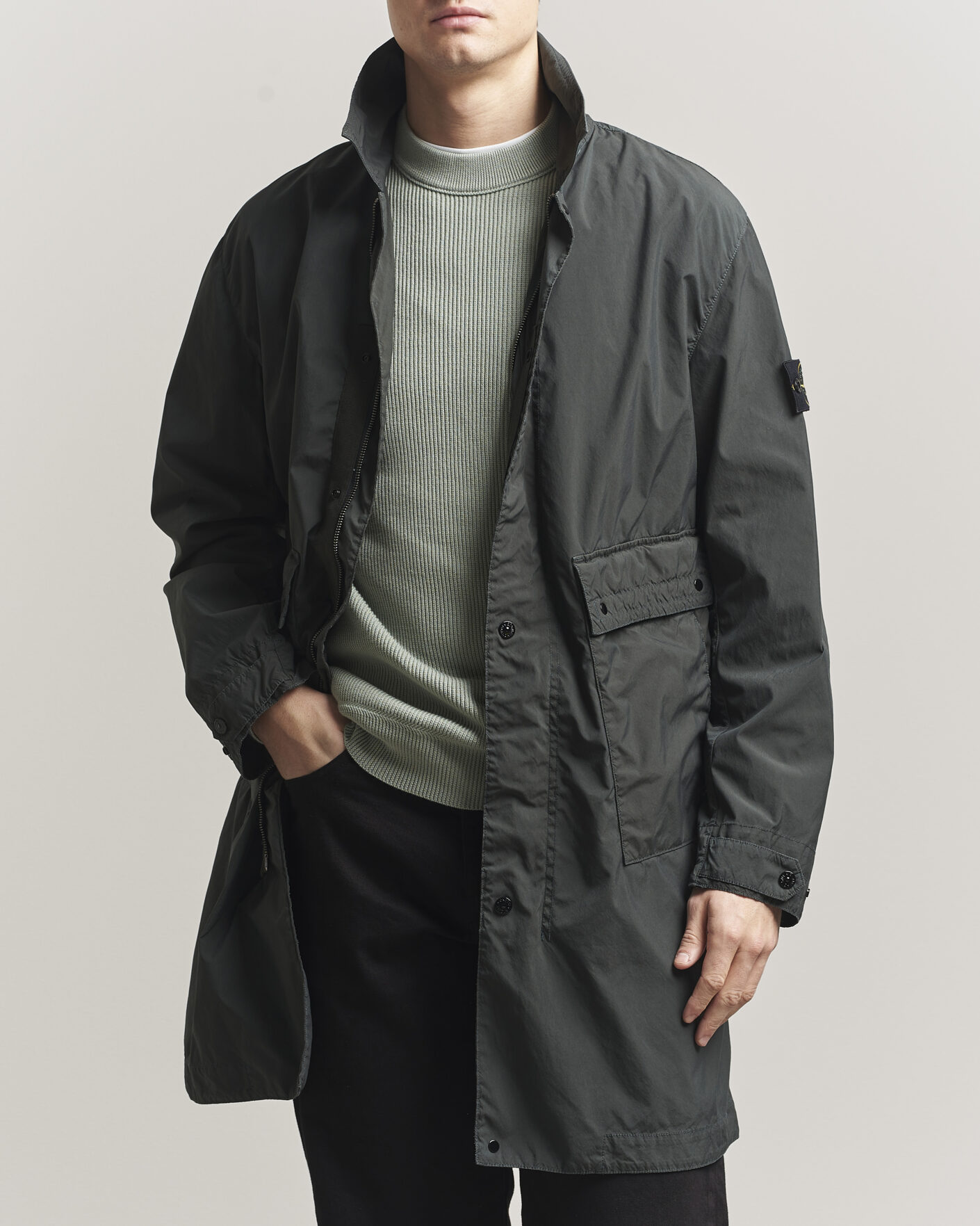 Herre | Jakker | Stone Island | Light Compact Car Coat Charcoal