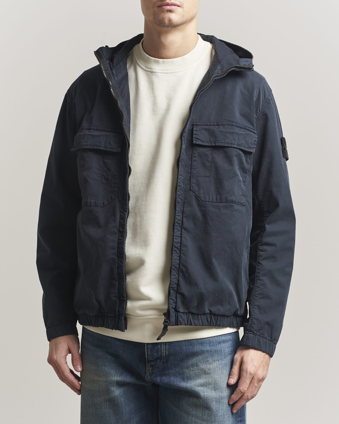 Herre | Jakker | Stone Island | Stretch Cotton Twill Hood Jacket Navy