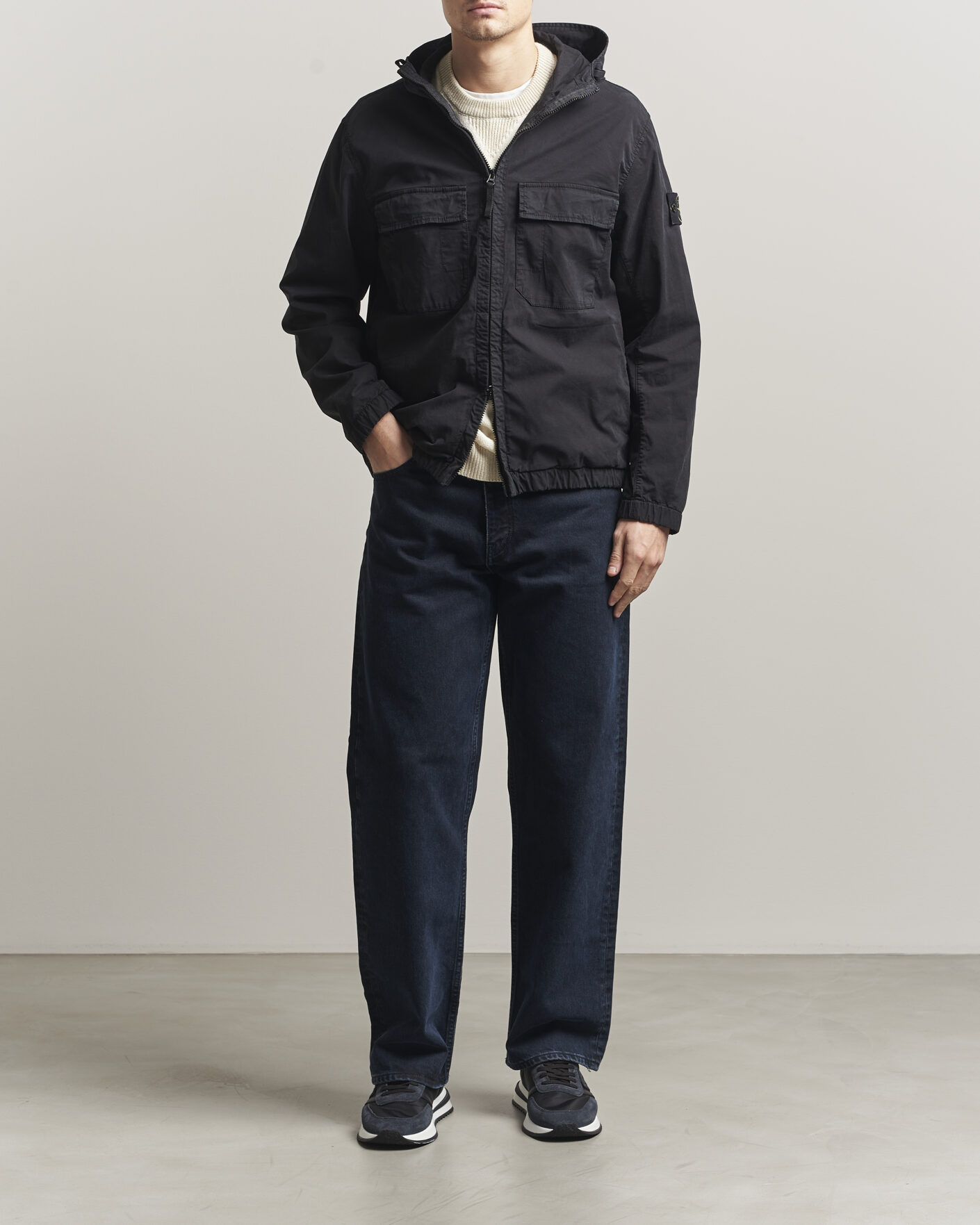 Herre | Jakker | Stone Island | Stretch Cotton Twill Hood Jacket Black