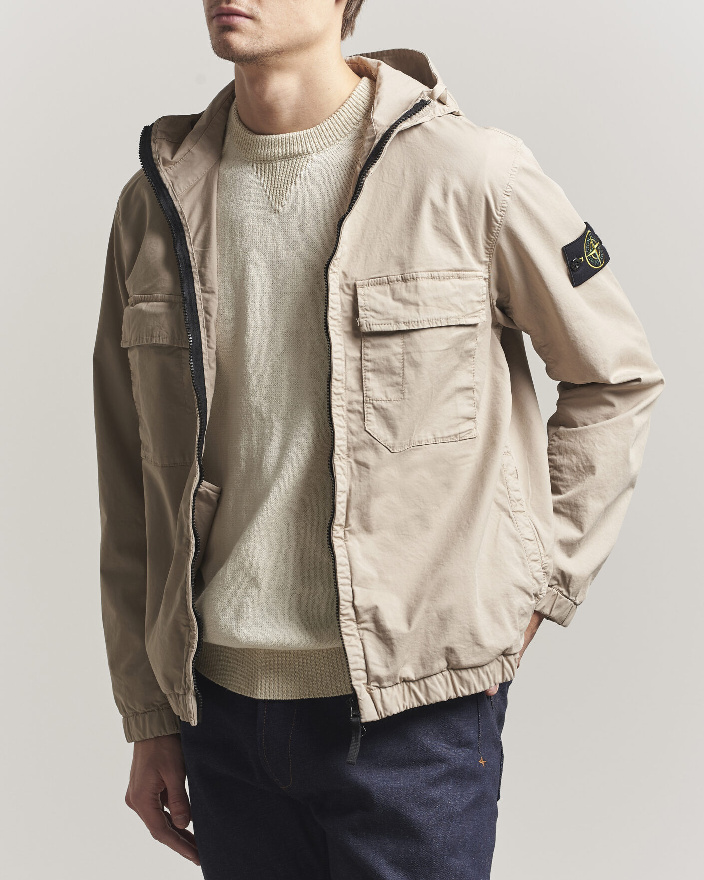 Herre | Jakker | Stone Island | Stretch Cotton Twill Hood Jacket Desert
