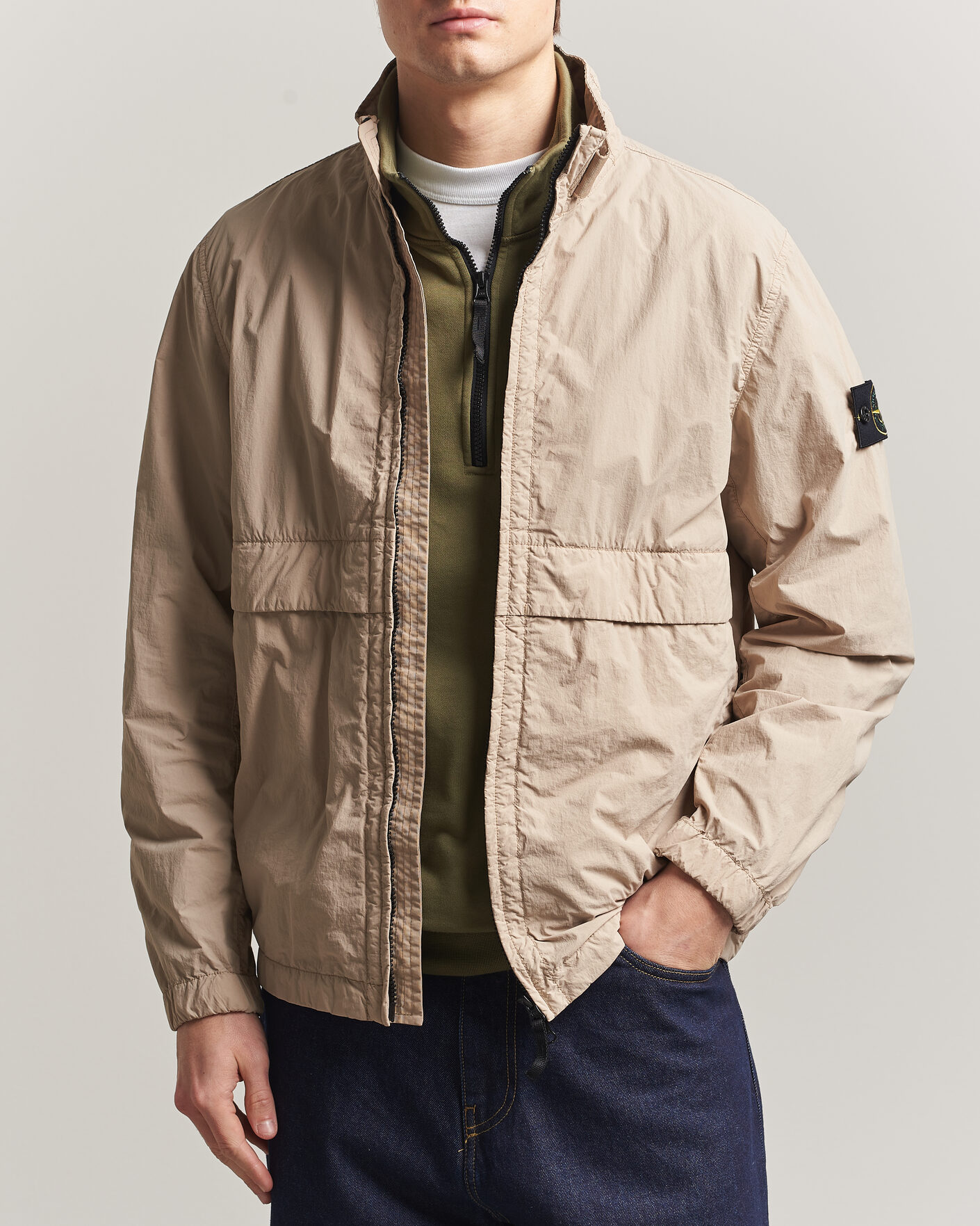 Herre | Jakker | Stone Island | Nylon Smerigliato-TC Stand Collar Jacket Desert