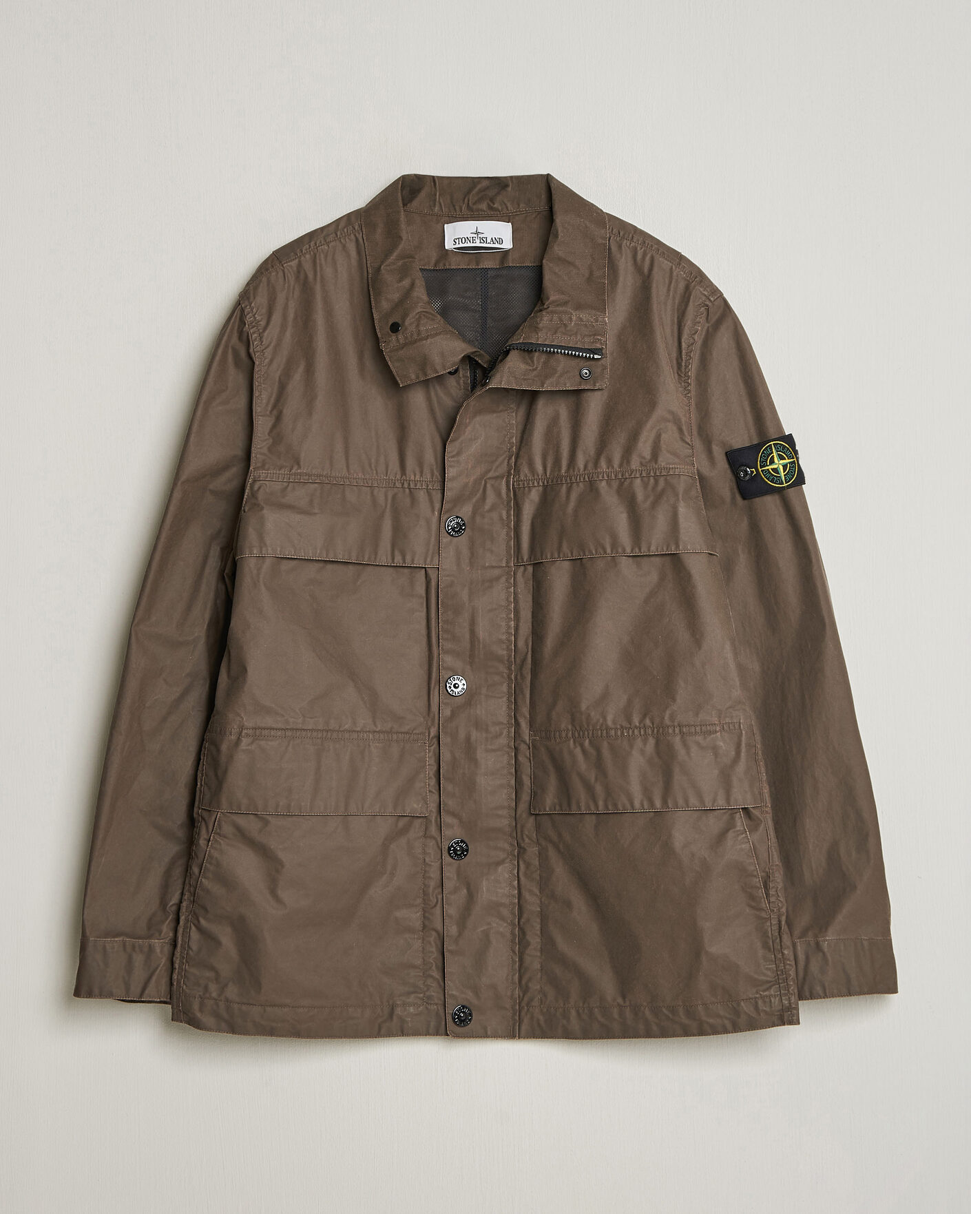 Herre | Jakker | Stone Island | Waxed Pigment Cotton Tela Field Jacket Umber