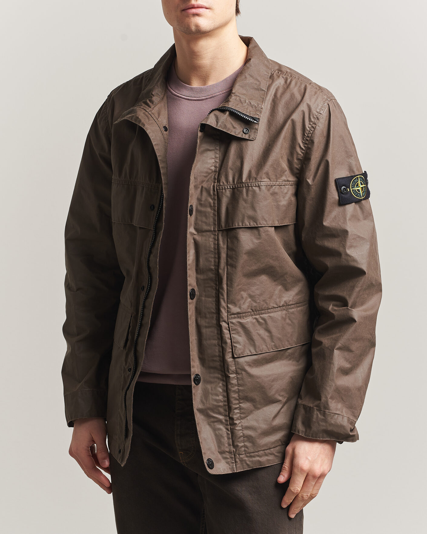 Herre | Jakker | Stone Island | Waxed Pigment Cotton Tela Field Jacket Umber