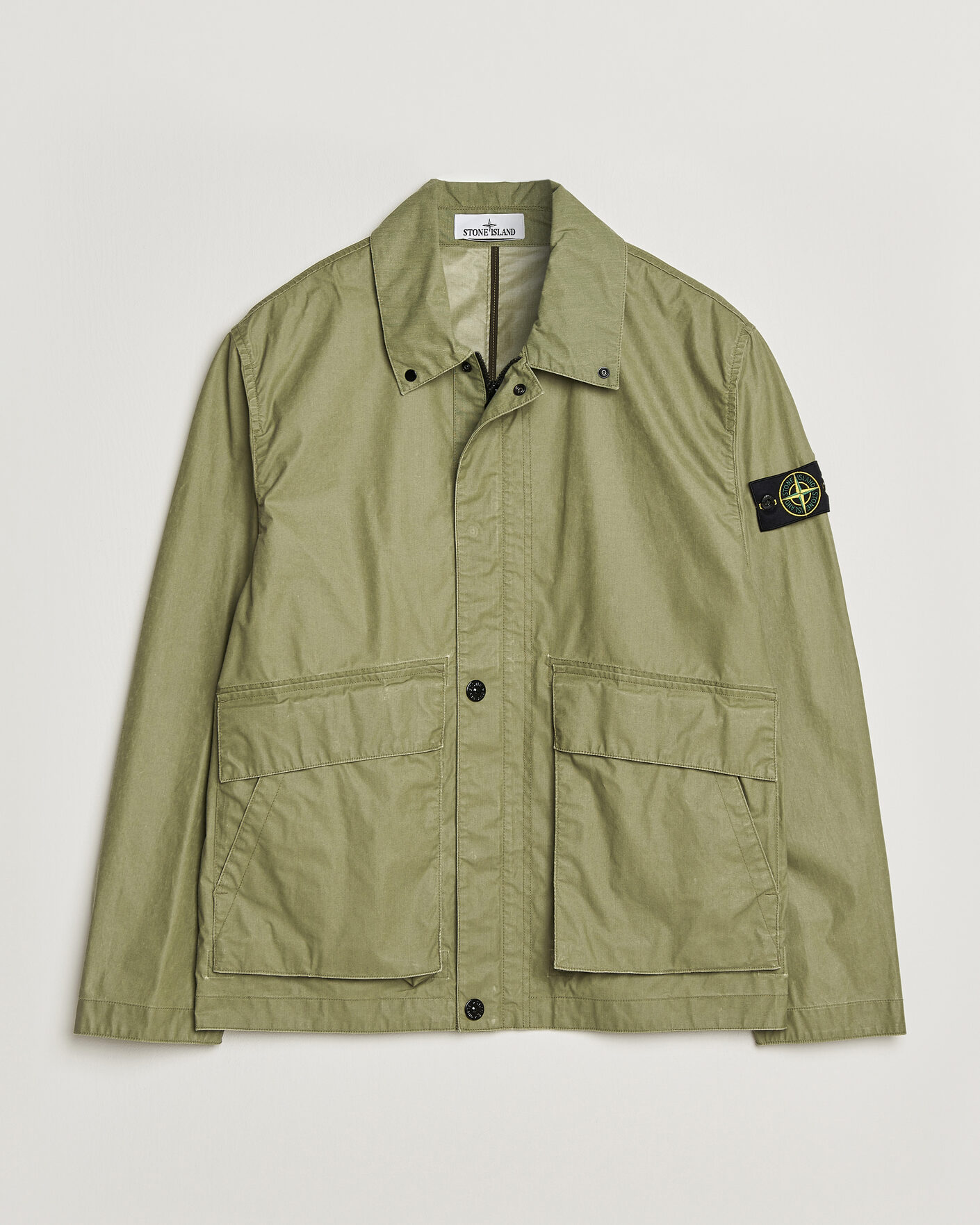 Herre | Jakker | Stone Island | Waxed Pigment Cotton Tela Coach Jacket Military Green