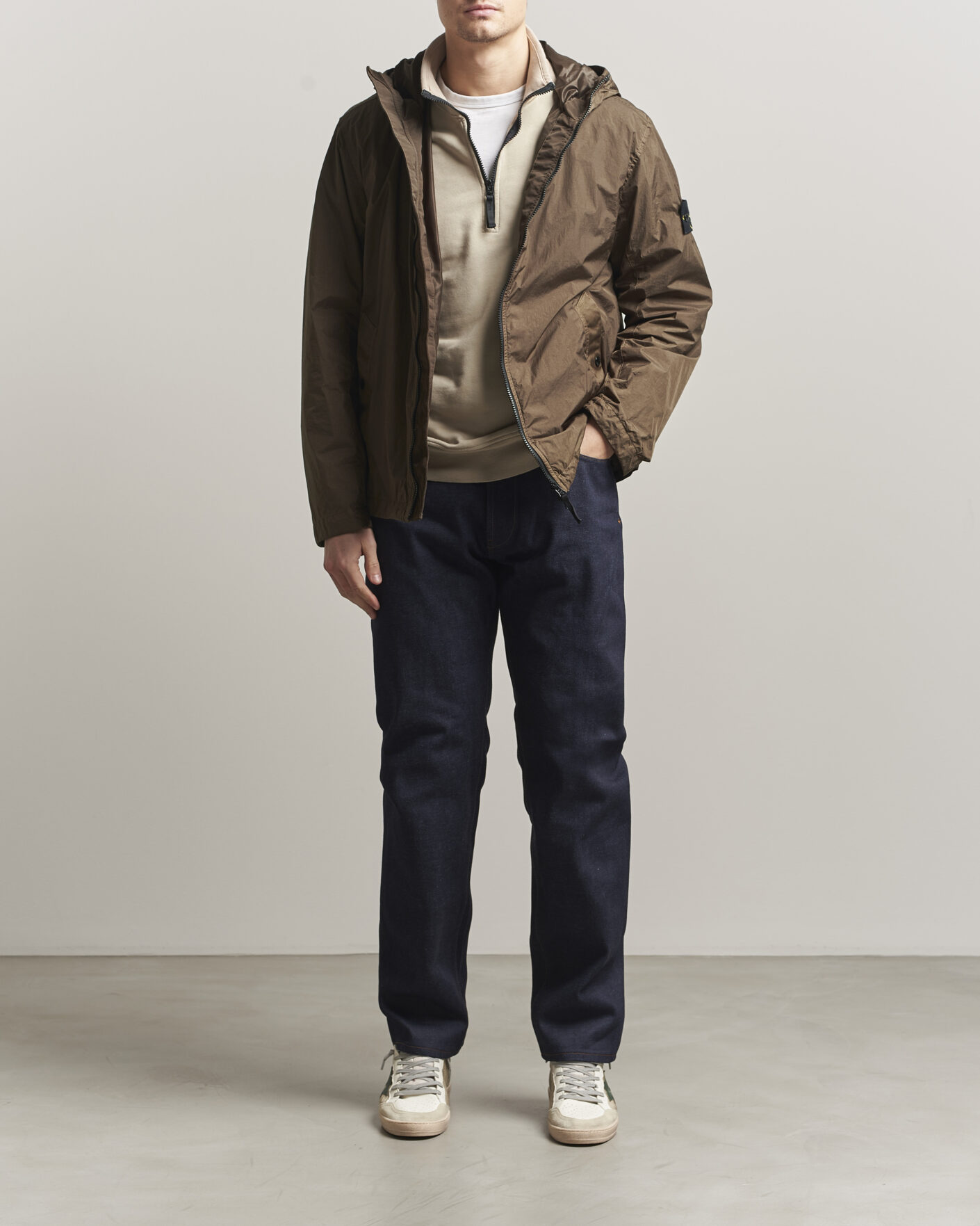 Herre | Jakker | Stone Island | Crinkle Reps Padded Hood Jacket Umber