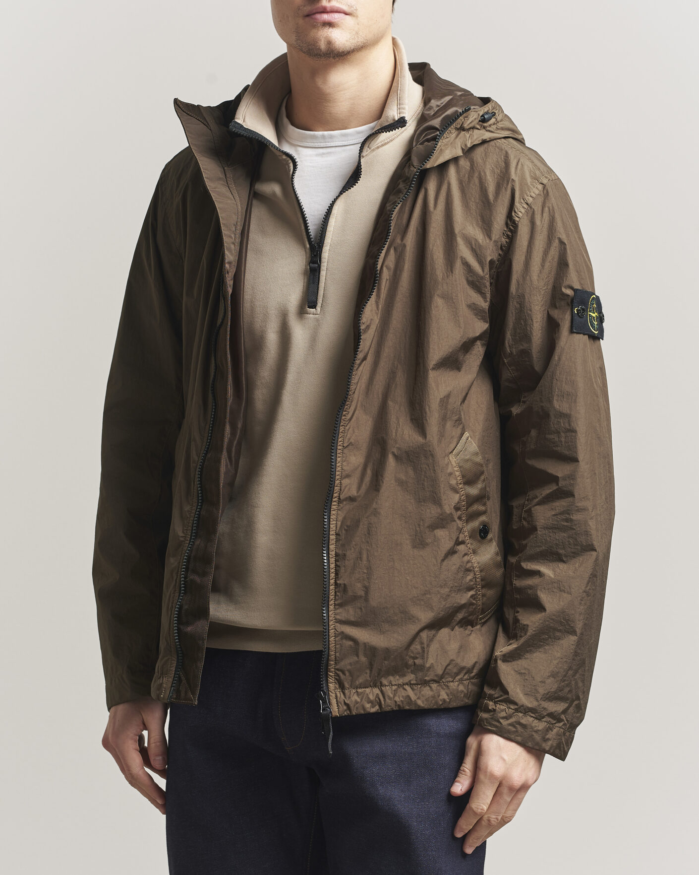 Herre | Jakker | Stone Island | Crinkle Reps Padded Hood Jacket Umber