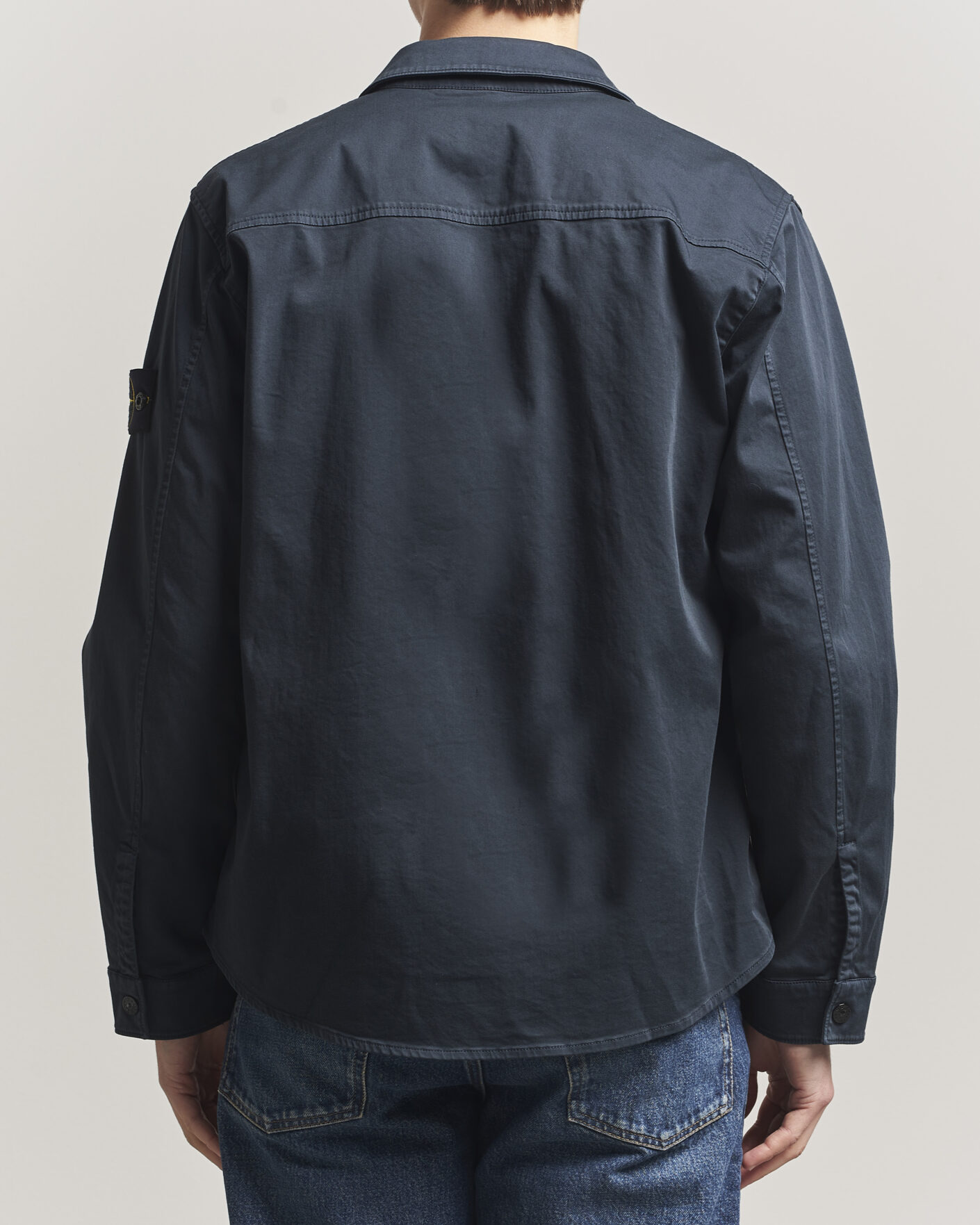 Herre | Skjorter | Stone Island | Cotton Stretch Zip Overshirt Navy