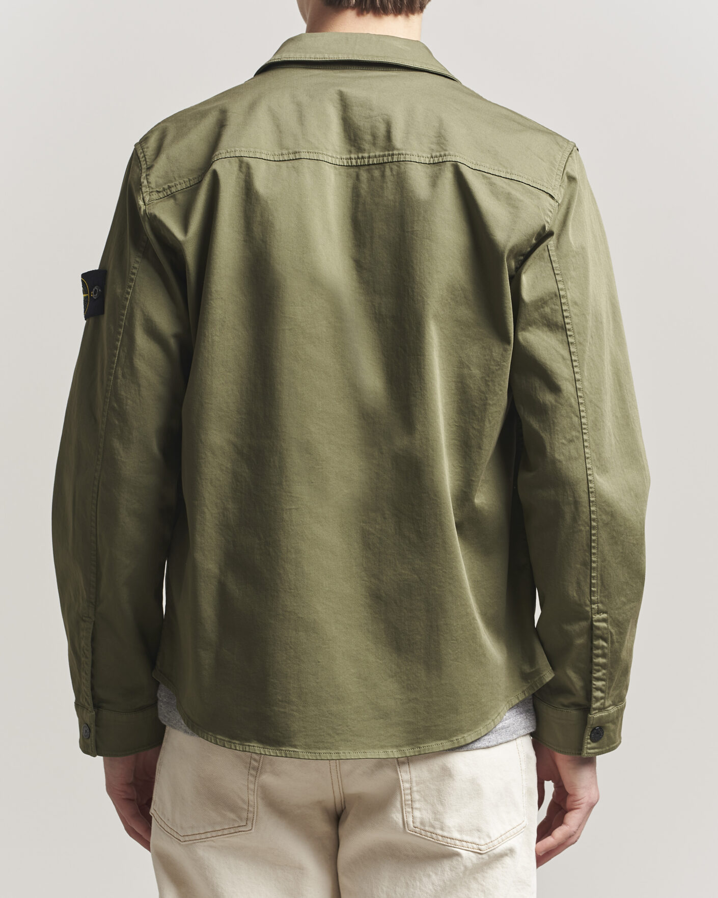 Herre | Skjorter | Stone Island | Cotton Stretch Zip Overshirt Military Green