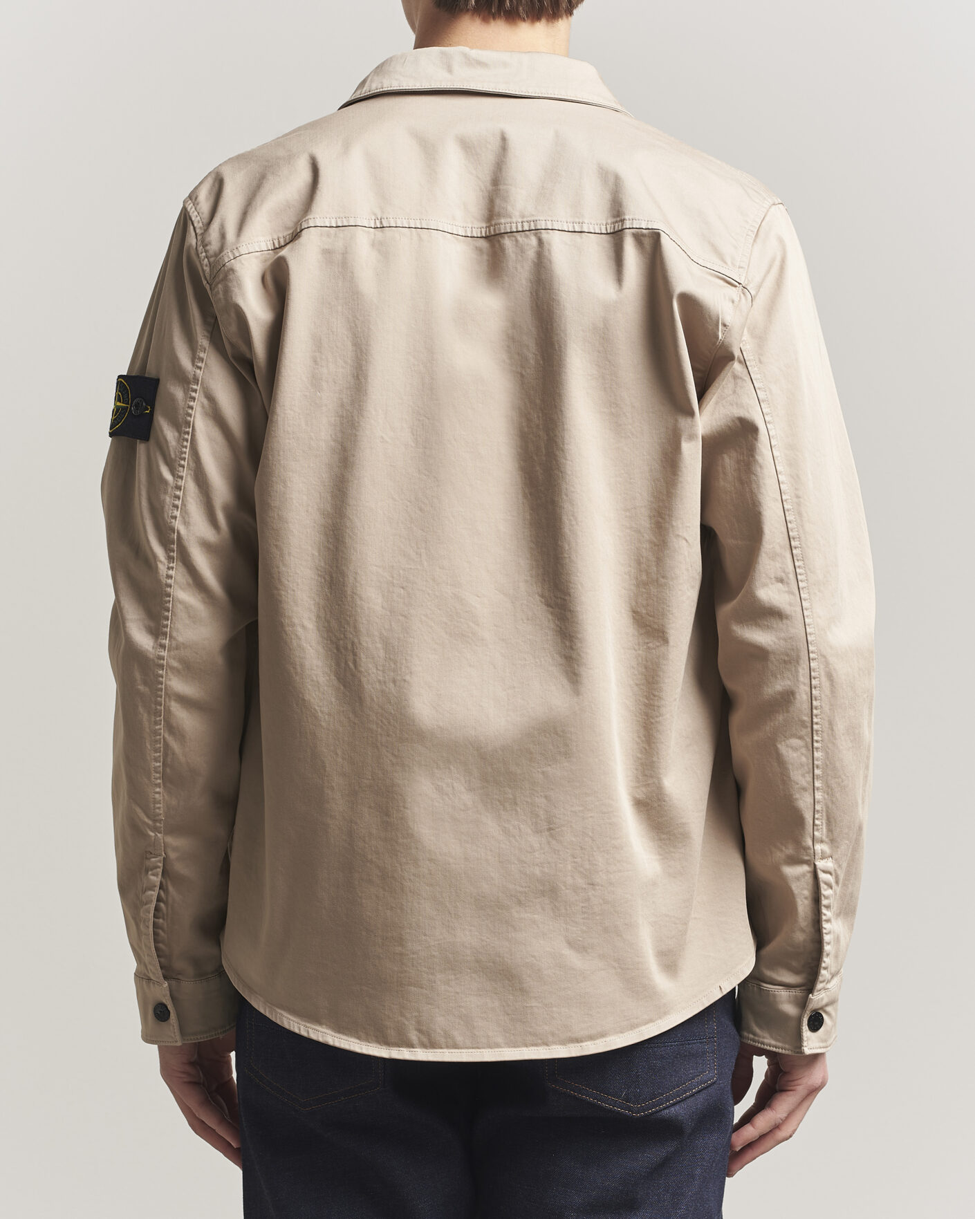 Herre | Skjorter | Stone Island | Cotton Stretch Zip Overshirt Desert