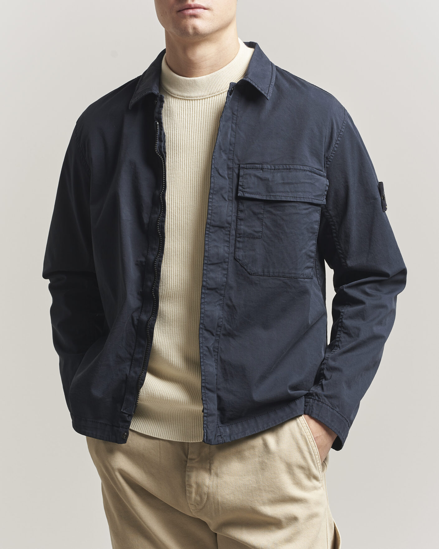 Herre | Jakker | Stone Island | Organic Cotton Twill Overshirt Navy