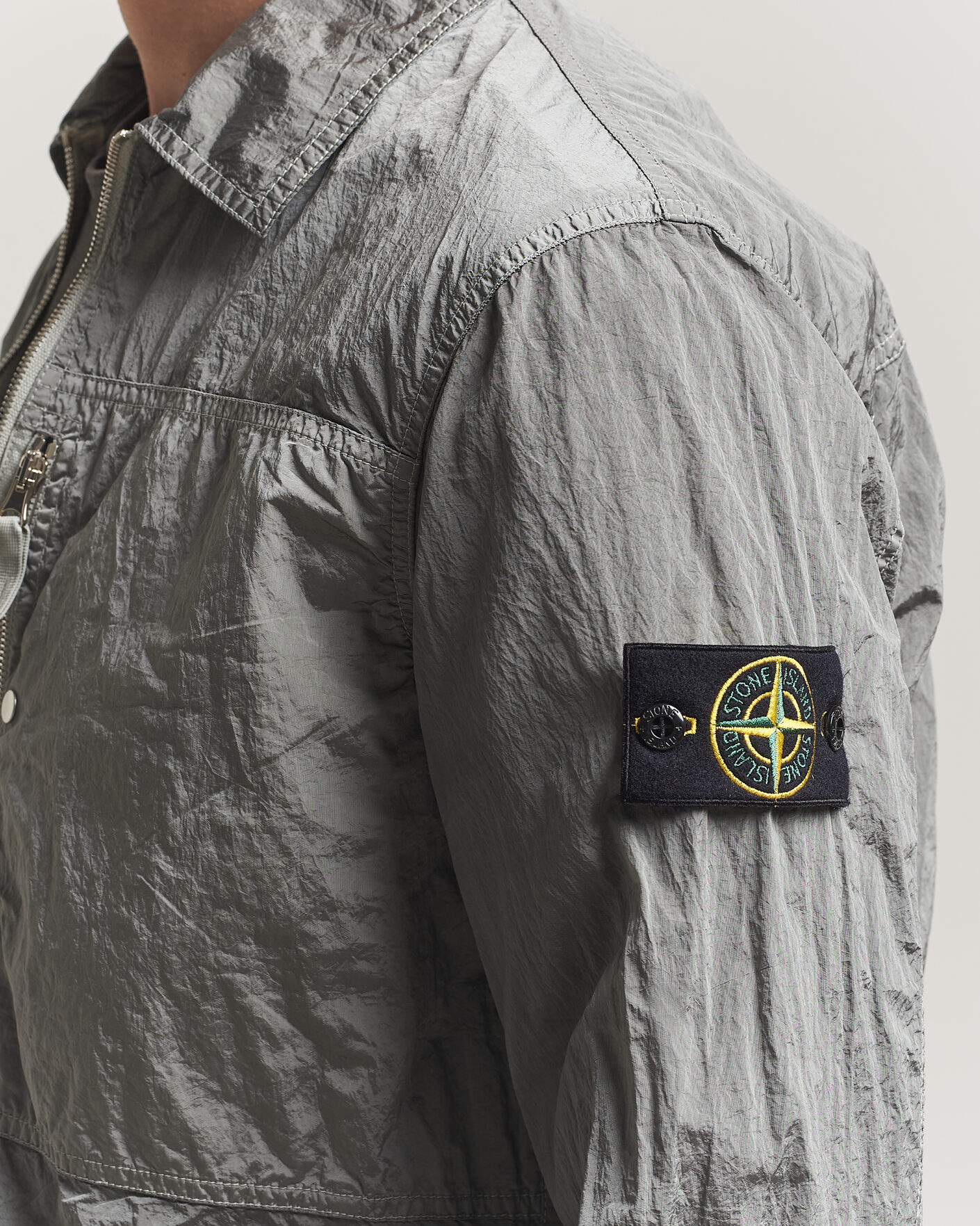 Herre | Skjorter | Stone Island | Nylon Metal Zip Overshirt Pearl Grey