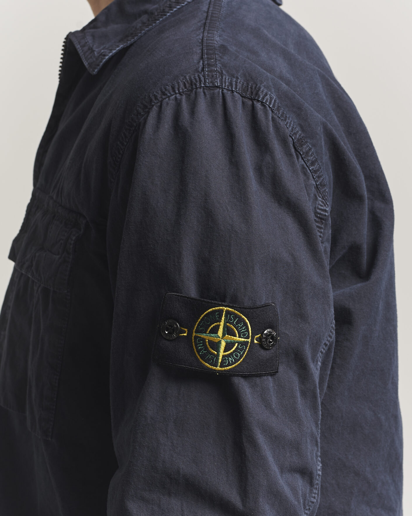 Herre | Skjorter | Stone Island | Brushed Cotton Canvas Zip Overshirt Navy
